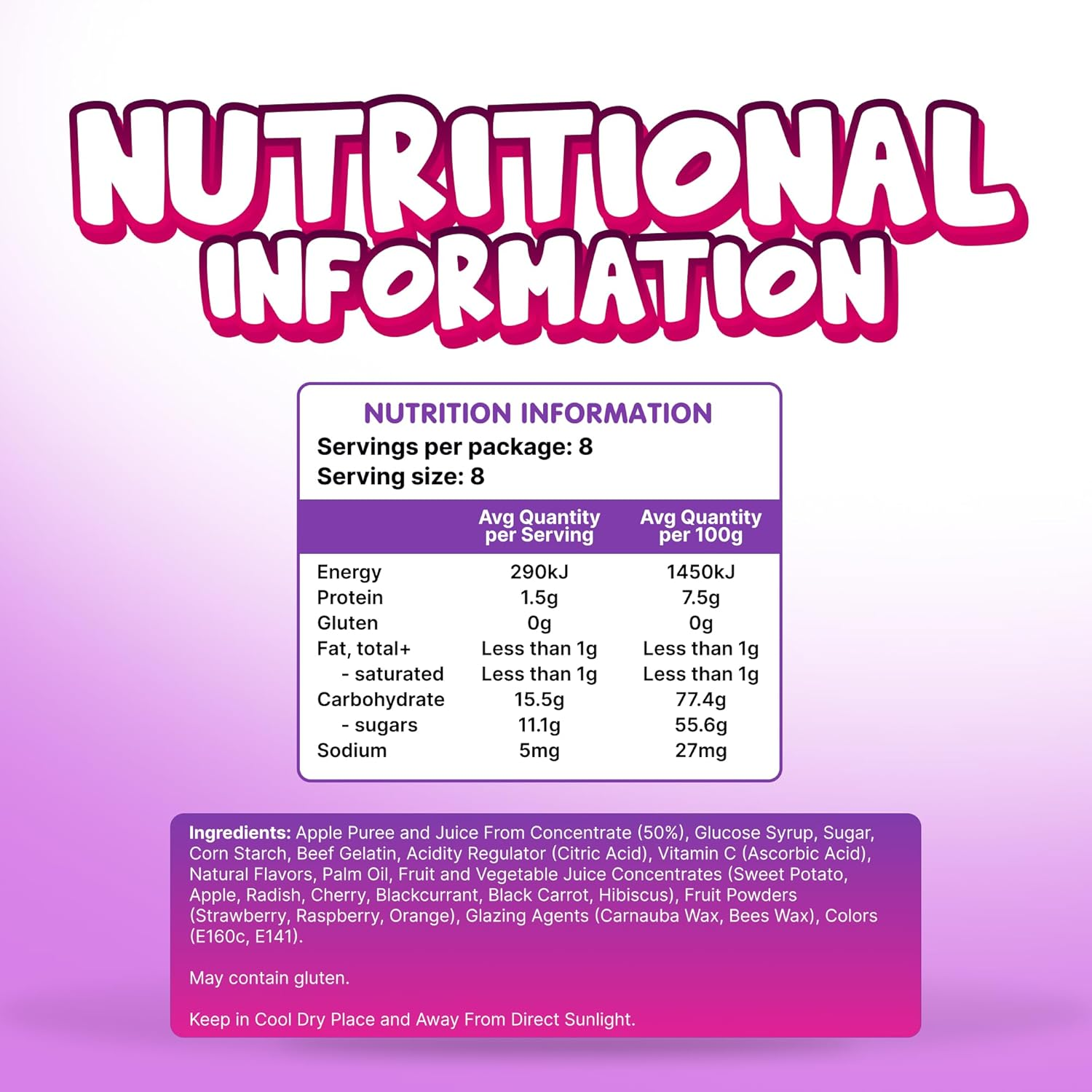 Iddy Biddy Disney Princess Fruit Snack, Mixed Berry, 8 Snack Pack, 160G - Gluten Free, Natural Colours & Flavours, 65% Fruit Juice, Kids Lunch Box Treats image number 6