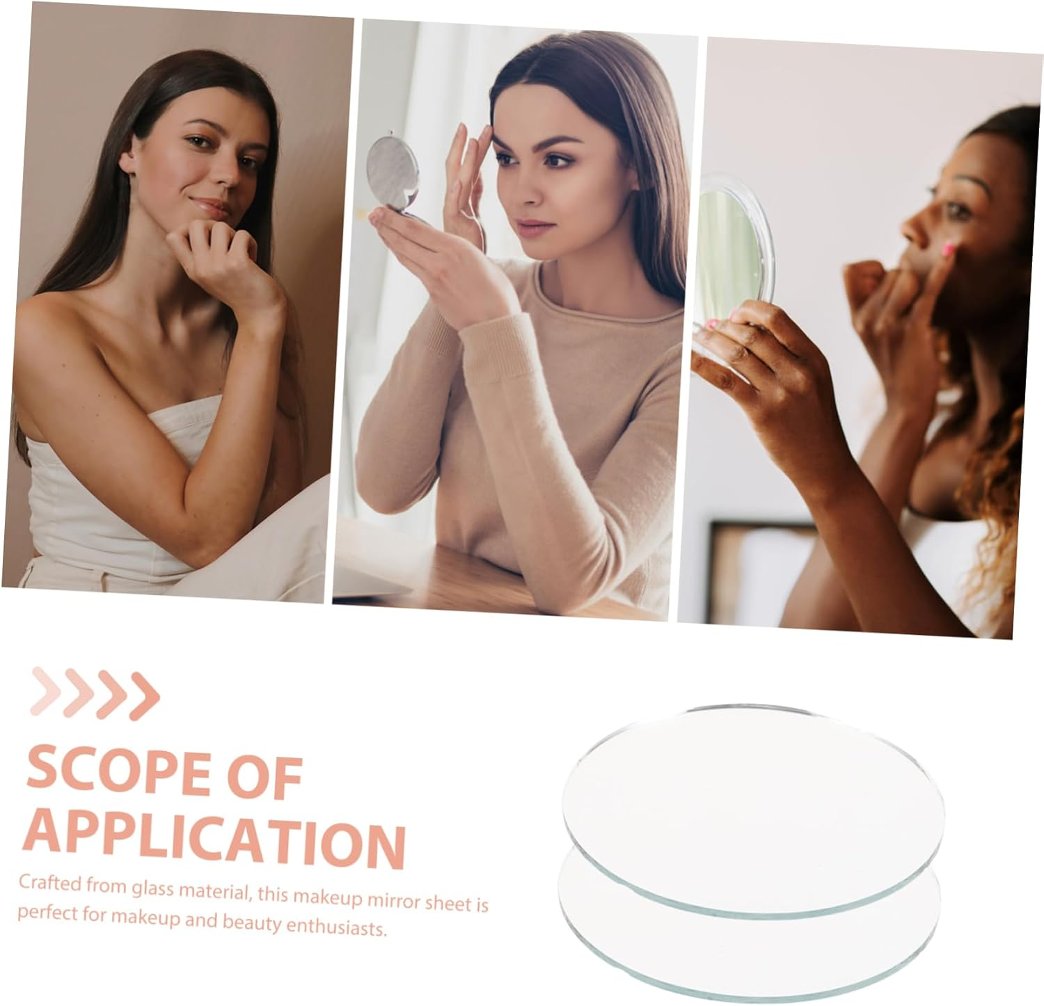 NOLITOY Small Mirrors Glass Mirror Sheets 10Pcs round 1.97In for Makeup and Beauty Enthusiasts Portable Easy-To-Use Home and Travel