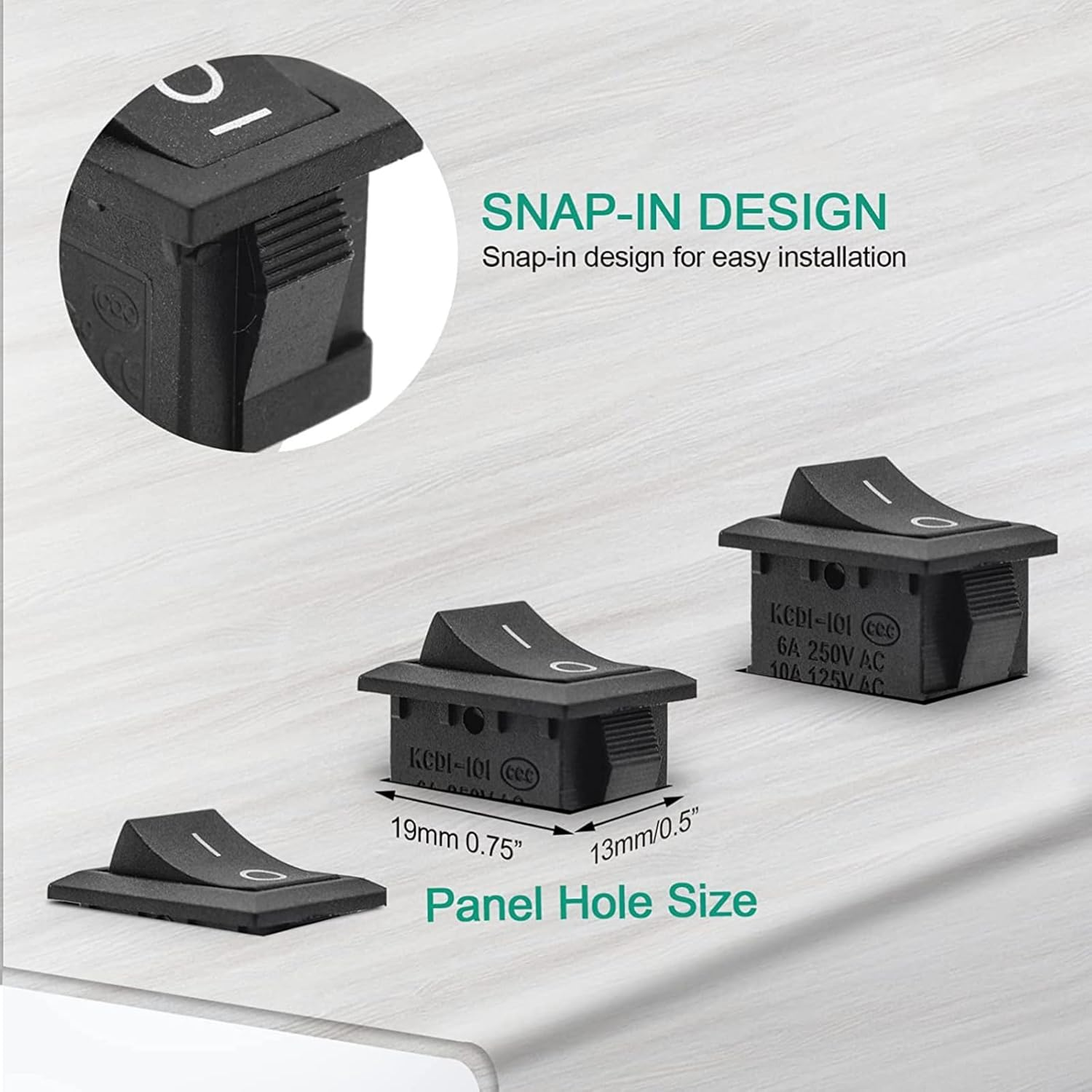 On/Off Boat Rocker Switch,2 Pin Position Snap 12V 110V 250V,Car Auto Boat round Rocker(10Pcs) image number 1