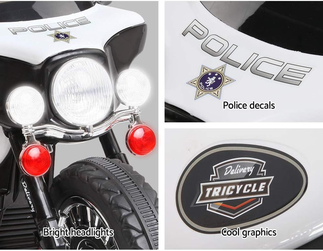 Rigo Kids Ride on Motorbike Car Police Motorcycle, 6V Battery Horn Headlight Built-In Music 25Kg Capacity 3 Wheels Electric Motorcycle Cars for Toddlers Baby Walkers Little Tikes Rides Kid Toy Black image number 1