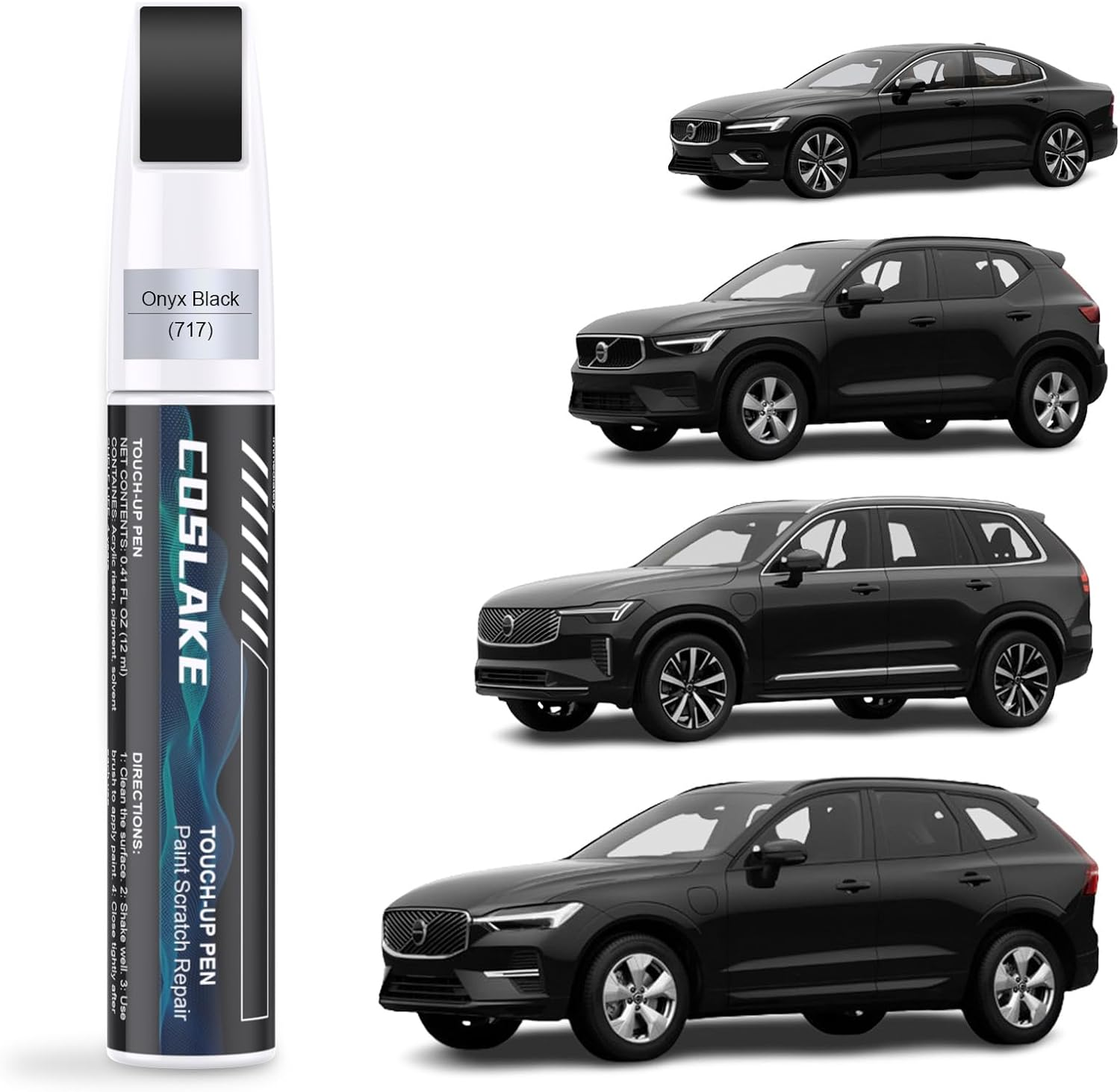 Car Touch up Paint(Onyx Black(717)) for Volvo, Car Paint Scratch Repair Kit, Quick & Easy Solution to Repair, 2 in 1 Scratch Remover Pen with 2PCS Disposable Micro Applicators image number 5