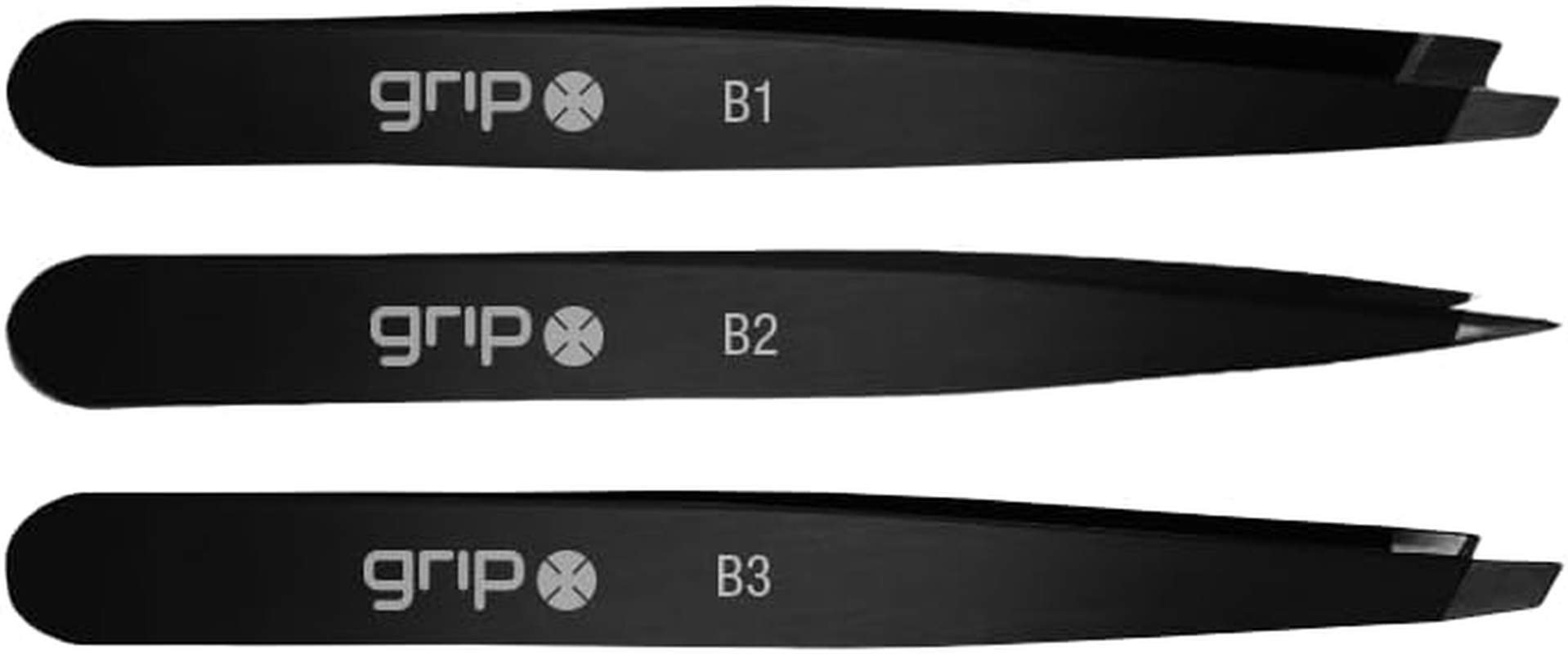 Grip Tweezer Stainless Steel 3Pk &ndash; Slanted, Claw Slanted & Pointed Tweezers for Precision Grooming &ndash; Eyebrow, Ingrown Hair & Splinter Removal Tools