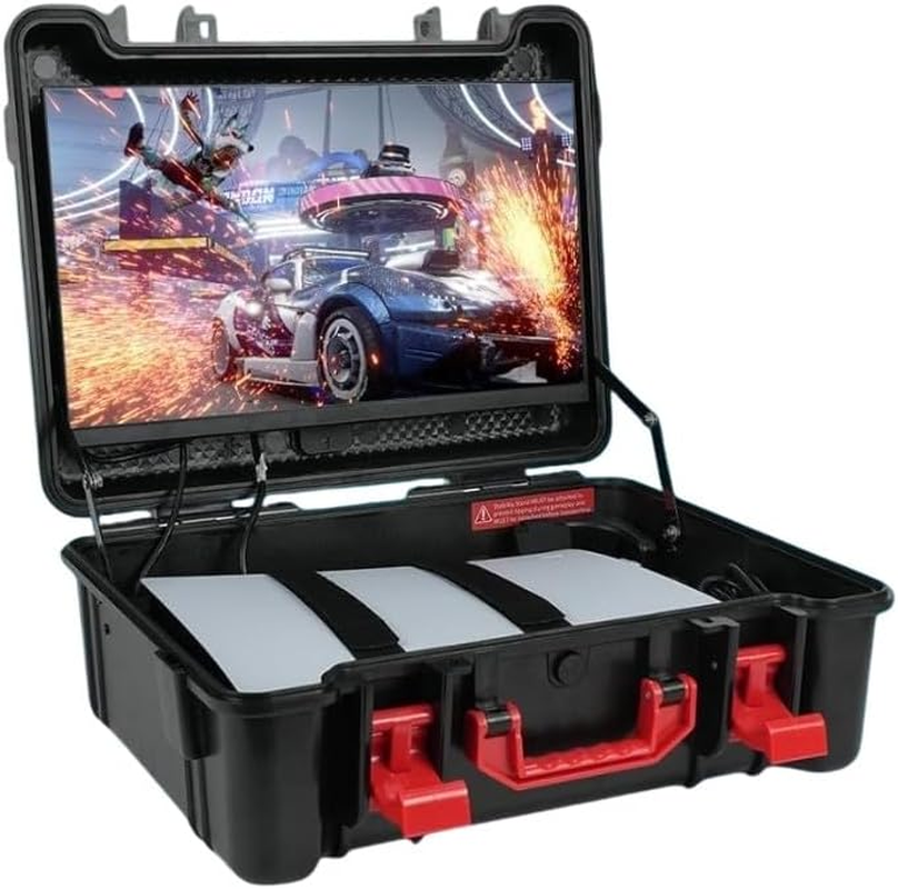 GAMERSBOX Waterproof Gaming Station to Fit PS5, PS4, Xbox Series, Built in 21.5" FHD Monitor Storage for Console, Controller. image number 1