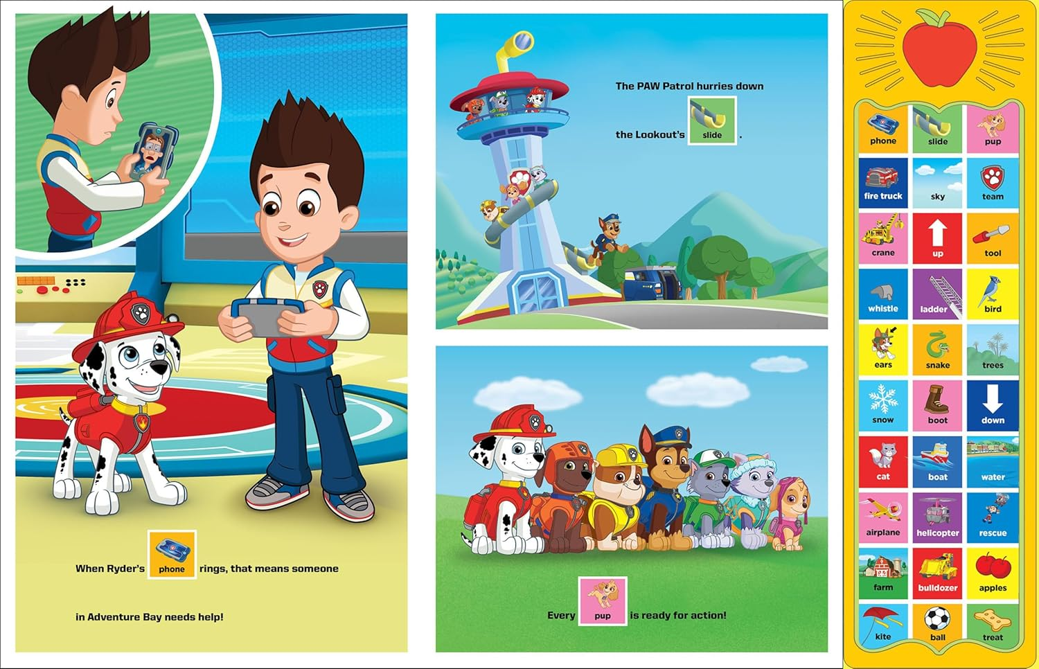 PAW Patrol Chase, Skye, Marshall, and More! First Words 30-Button Sound Book Great for Early Learning PI Kids image number 3