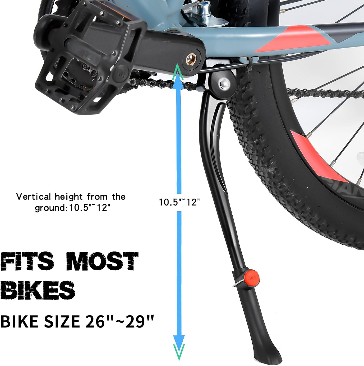 SPICIMOMO Bike Kickstand for 24-29 Inch Bicycles, Aluminum Alloy Adjustable Bike Stand with Button-Style Latch, Suitable for Mountain Bike, Road Bike, Hybrid Bike image number 1