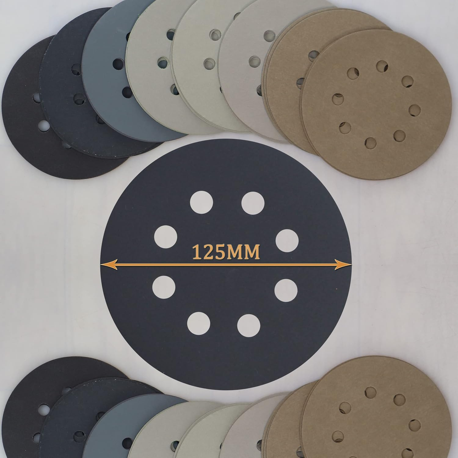 Freletry 5 Inch 8 Hole 24 PCS #400-#10000 Sanding Discs 400/1000/2000/3000/4000/5000/7000/10000 Grit Compatible for Random Orbital Sander (24 PCS #400-#10000 Grit) image number 1