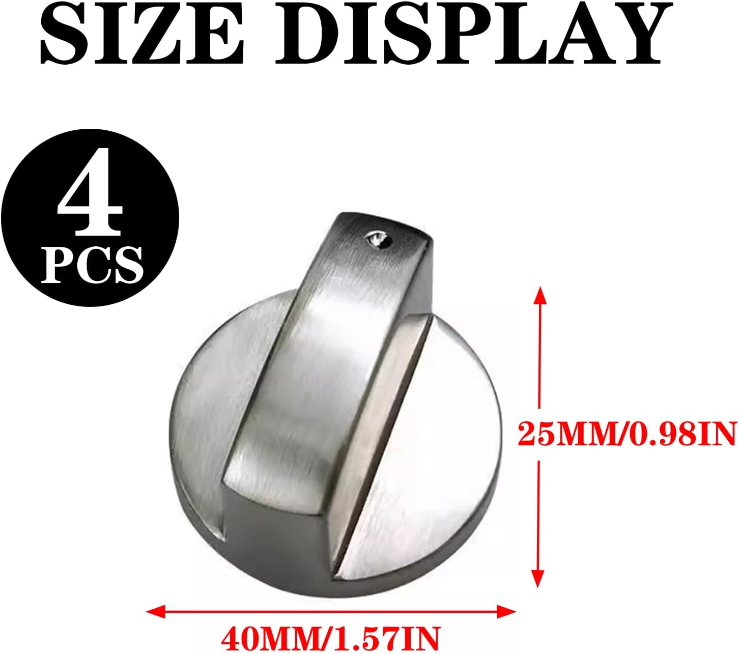 4PCS Universal Silver Gas Hob Knobs, Metal Switches for Kitchen Cooker Stove Oven Cooktop, Replacement Control Knobs for Gas Appliances with Precise Sizing and High-Quality Zinc Alloy Construction image number 5