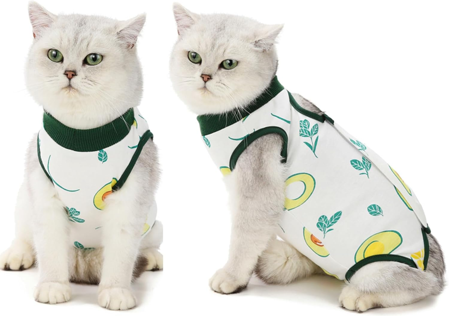 Agoumlux Cat Bodysuit after Surgery Castration for Cat Bodysuit for Surgery Leak Protection Cat Clothing Recovery Clothing Cotton, Green, S image number 4