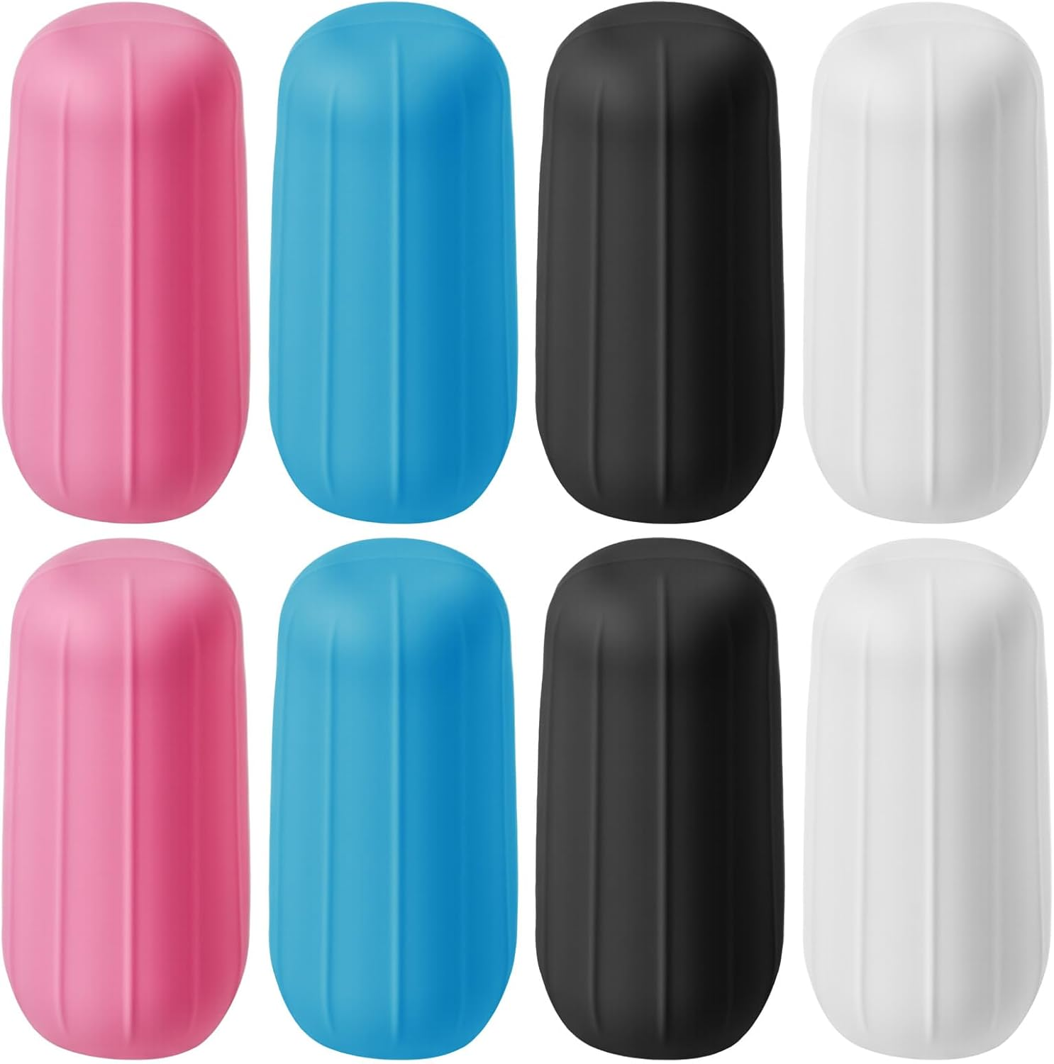 8 Pcs Reusable Silicone Leak-Proof Sleeves, Highly Elastic Travel Bottles Covers Suitable for Various Bottle Types Perfume Bottles Toiletries Mineral Water Bottles(Blue/Black/White/Pink) image number 1