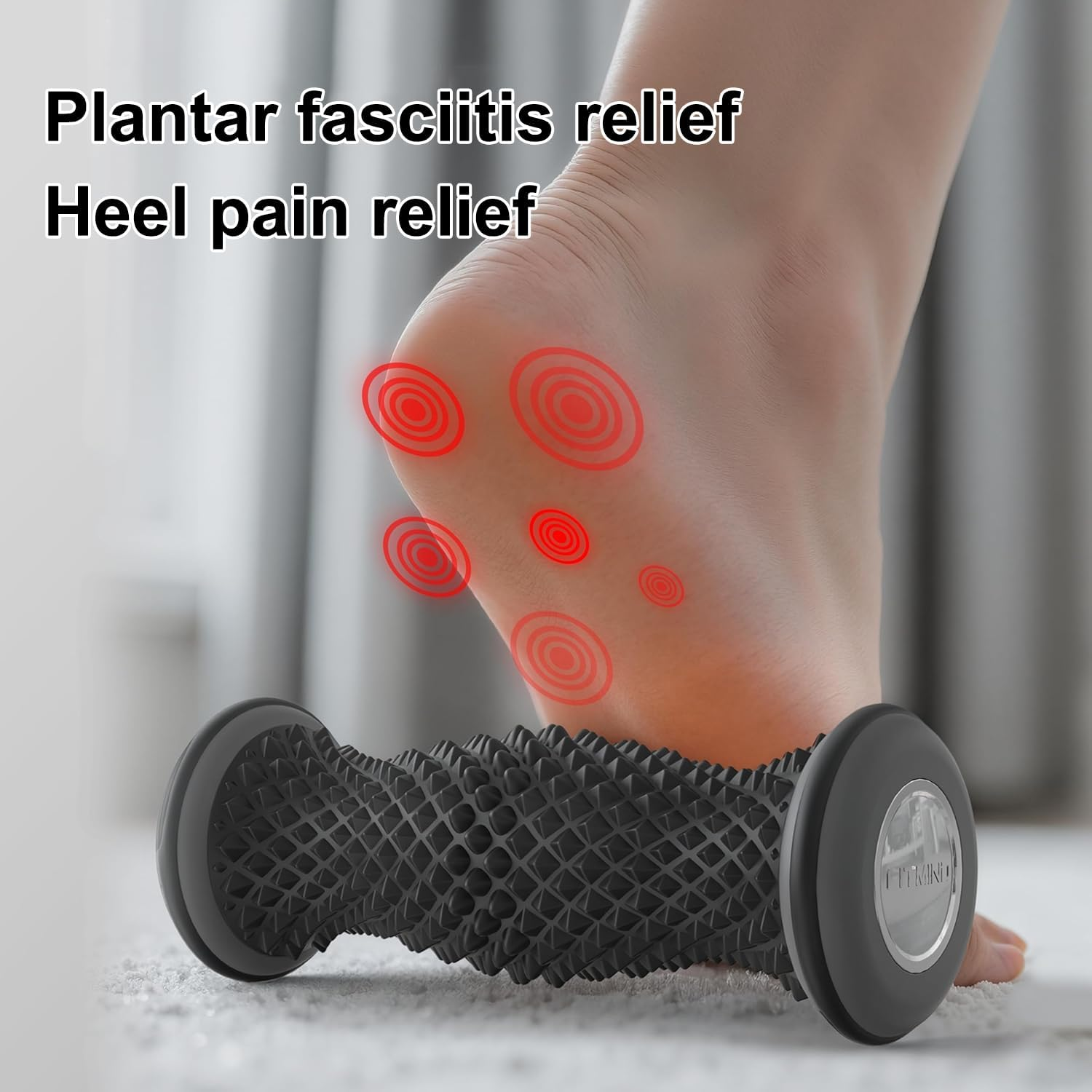 FITMIND Foot Massager Roller for Plantar Fasciitis Relief, Portable Foot Roller, Deep Tissue Muscle Massage, Foot Arch and Heel Pain, Reflexology Tool - Black image number 6