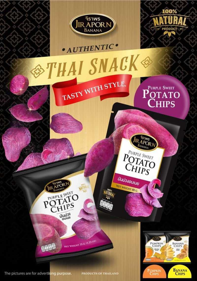 Jiraporn Purple Sweet Potato Chips with Butter 80 G image number 2