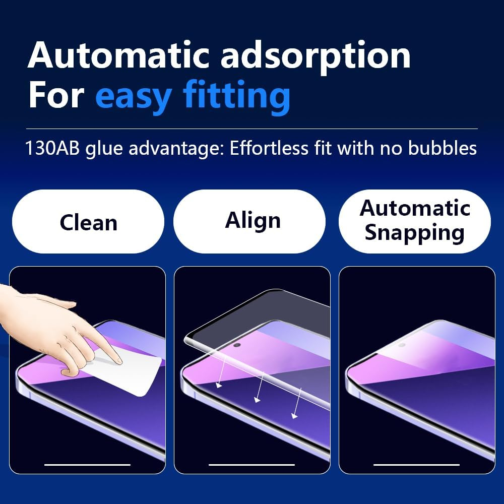 HCT STYLE 3D Tempered Glass Screen Protector for Curved 6.67 Inch Smartphone Screens - for Xiaomi Redmi Note 13 Pro, Pack of 2 with Cleaning Cloths and Dust Stickers - Xiaomi 12T image number 6