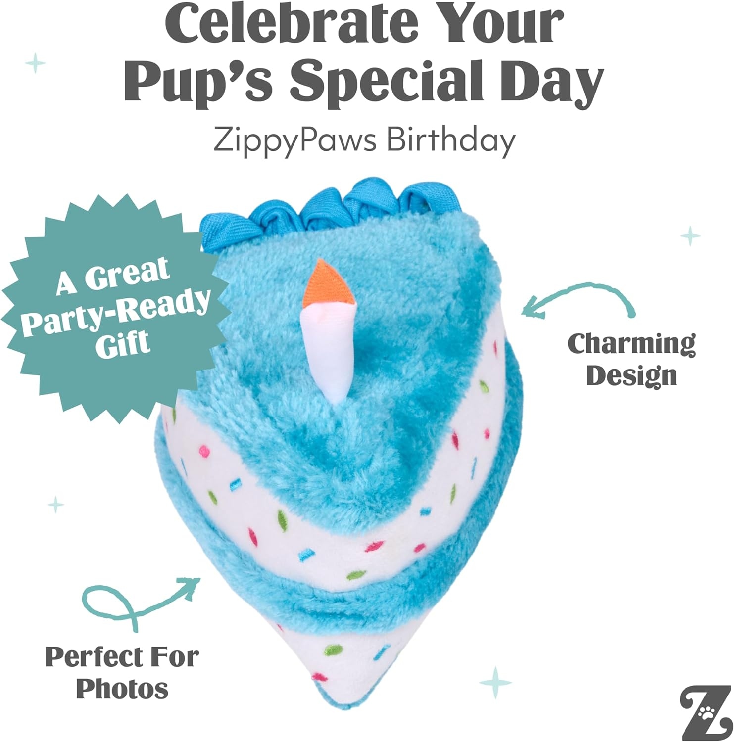 Zippypaws ZP861 Birthday Cake Blue 17.5 X 15Cm, One Size image number 6