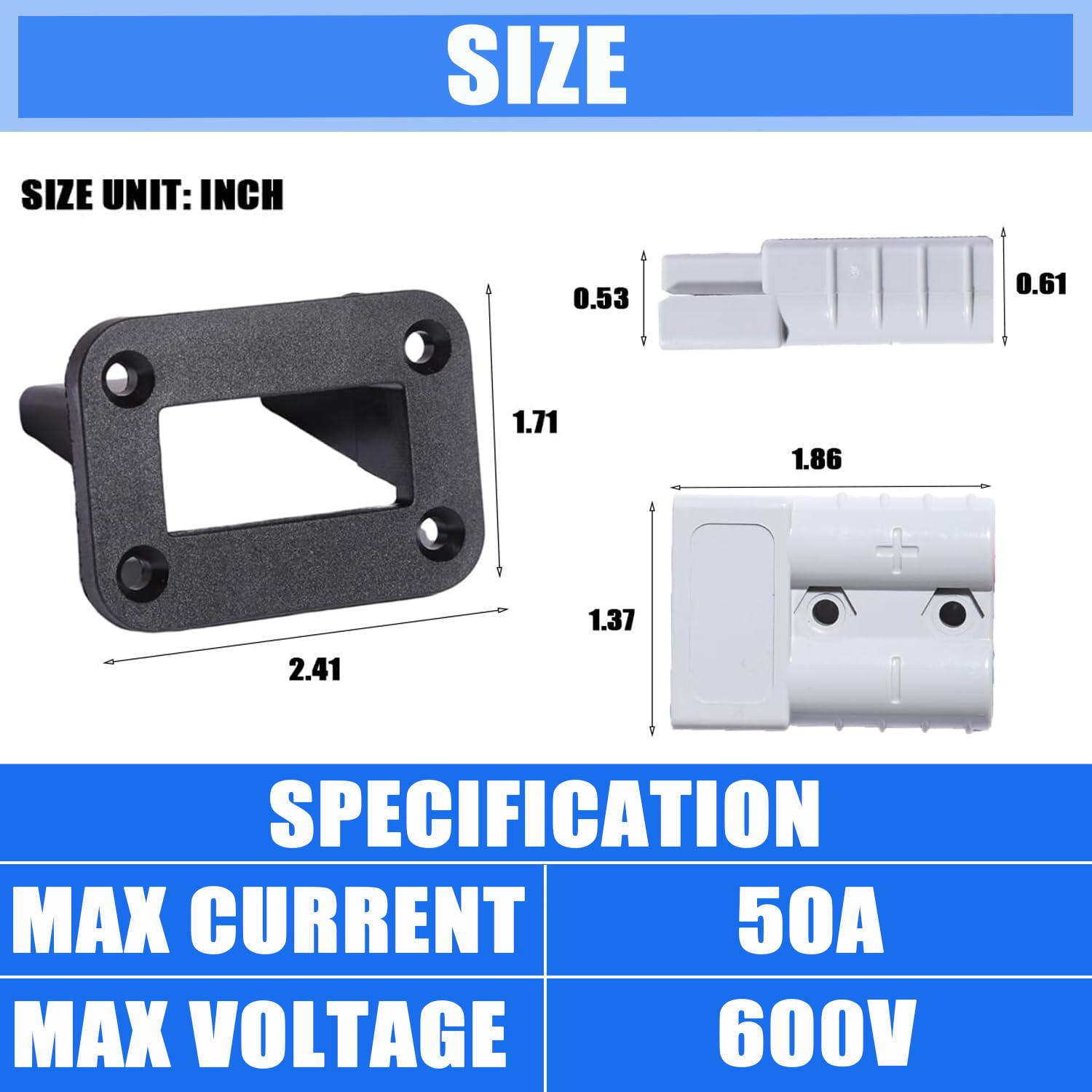 Aikoolwer Anderson Plug Connector Harness Connectors Kit Battery Cables Quick Disconnect Mounting Bracket for Winch Trailer Rv Truck Wiring image number 2