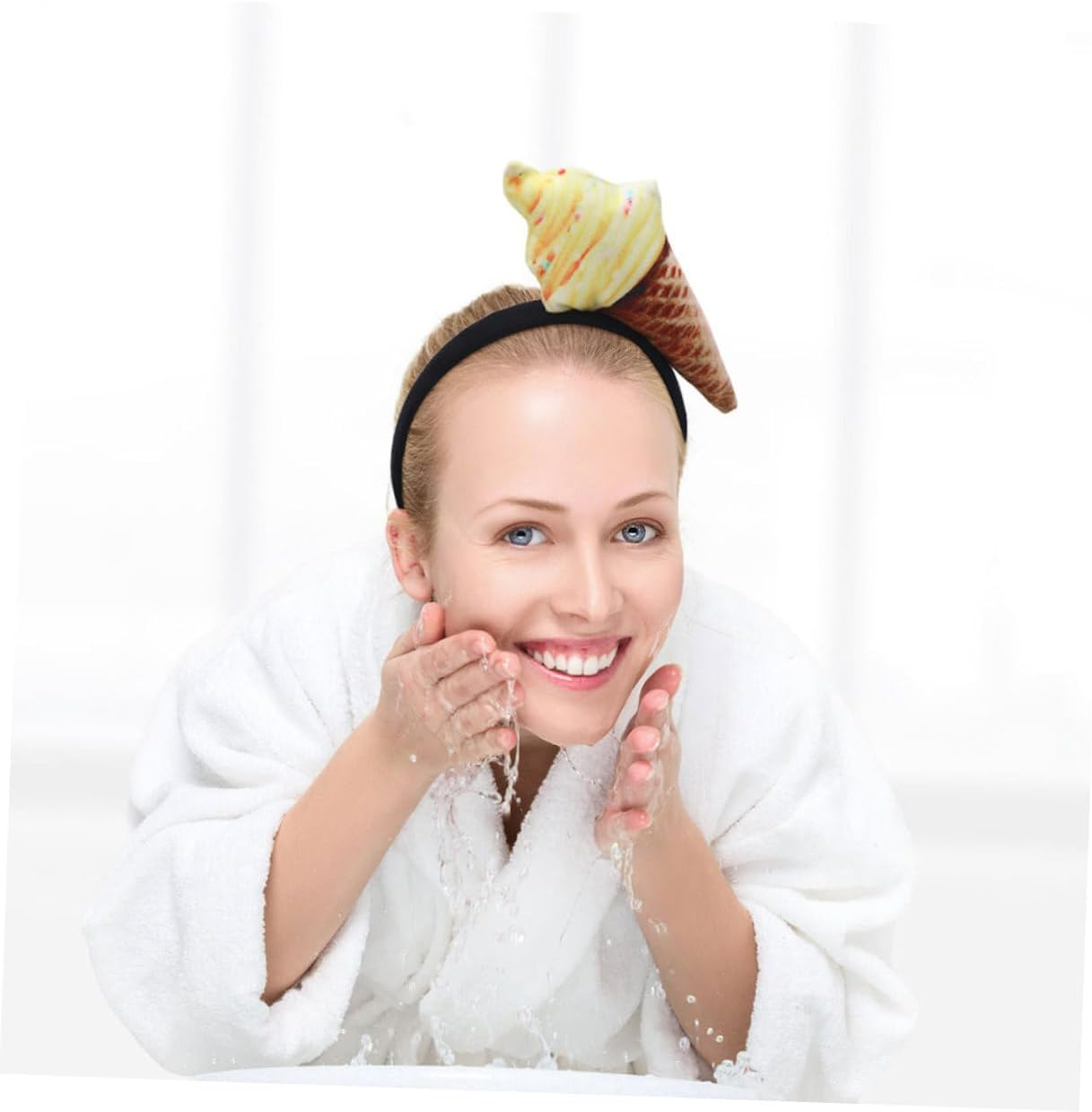 Hohopeti 2Pcs Plush Ice Cream Headbands for Women Funny Hair Accessories for Festivals and Parties Secure Fit Gentle Hair Reliable Hold for Makeup and Spa Activities