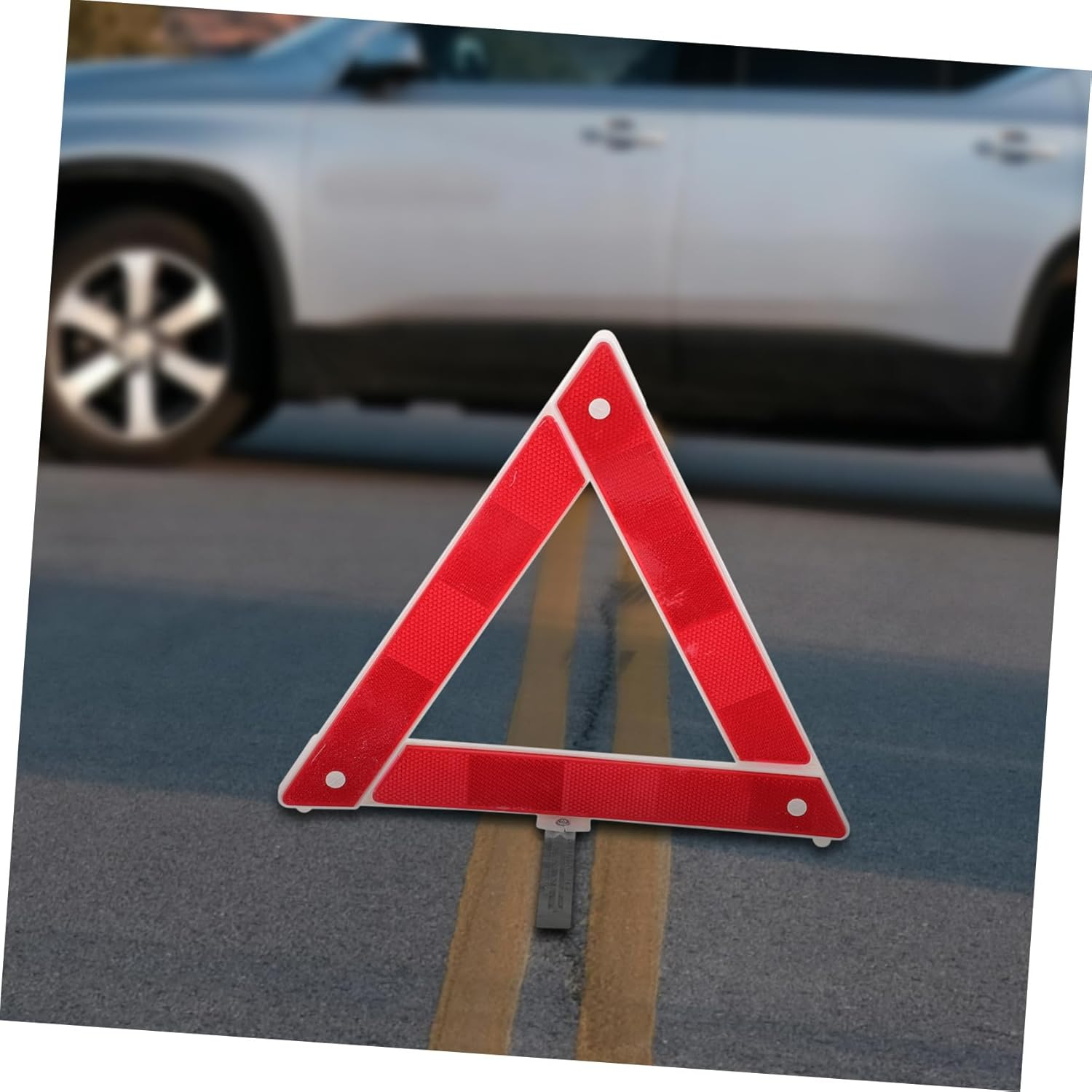 2Pcs Foldable Reflective Safety Triangle Kit for Vehicles High Visibility Roadside Warning Signs Portable Emergency Tripod with Enhanced Night Reflectivity for Car Roadside Use image number 4