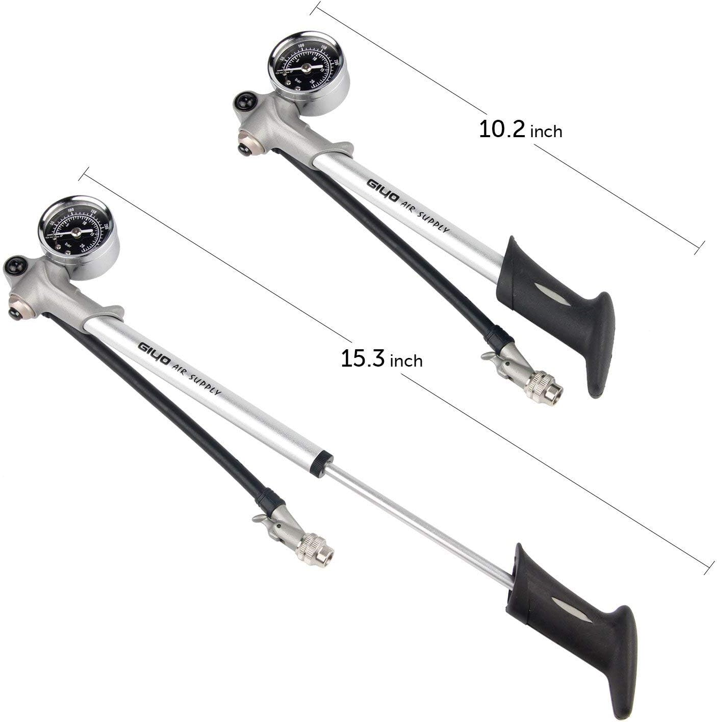 GIYO High Pressure Shock Pump, (300 PSI Max) Fork & Rear Suspension, Lever Lock on Nozzle No Air Loss image number 1