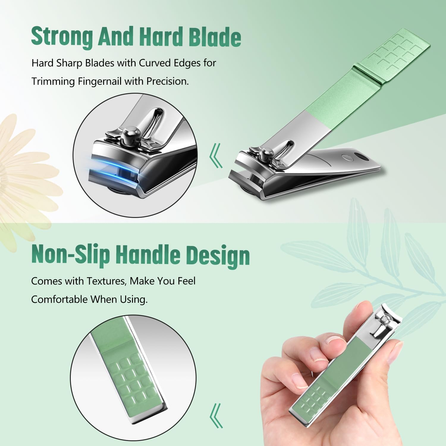 Manicure Set Pedicure Kit - 22 Pieces Stainless Steel Manicure Kit Professional Nail Clipper Set Pedicure Set, Nail Care Kit with Travel Case Green