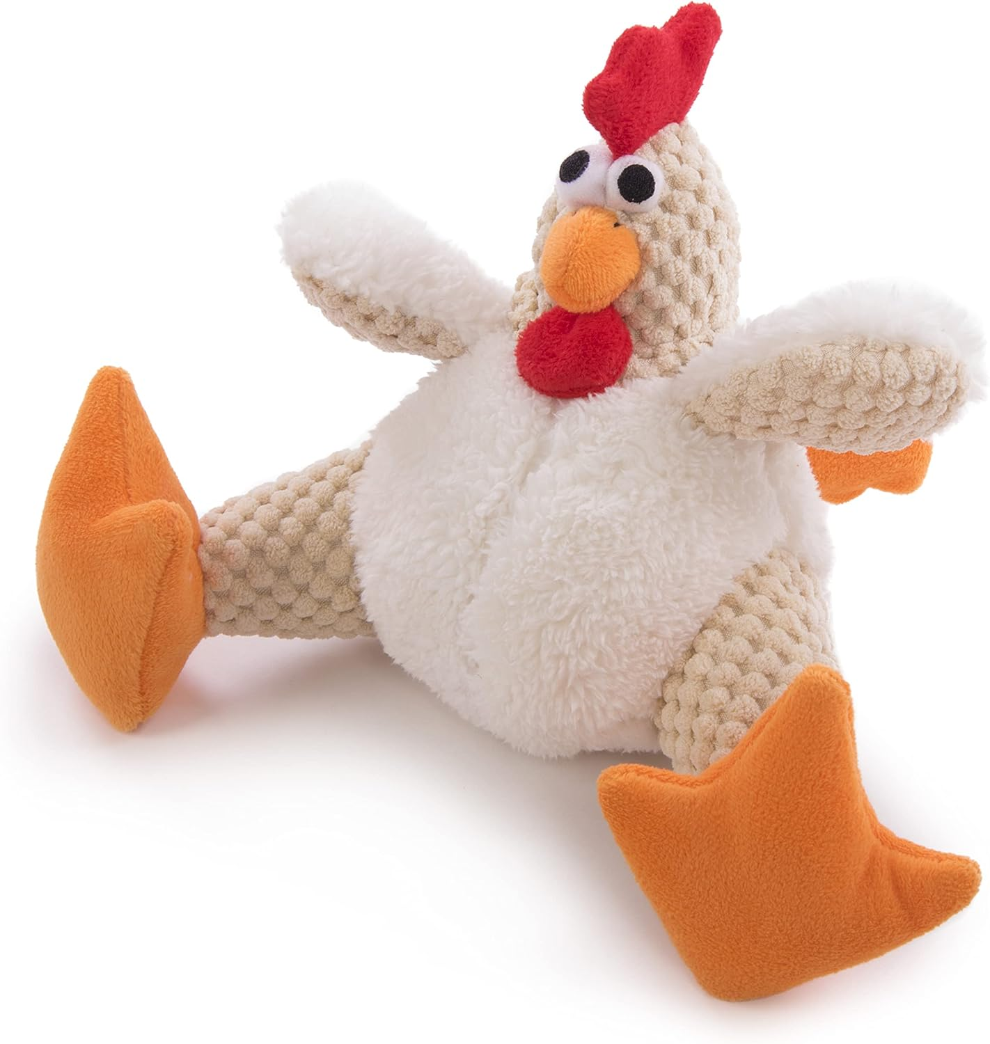 Godog Checkers Fat Rooster Squeaky Plush Dog Toy, Chew Guard Technology - White, Small image number 5