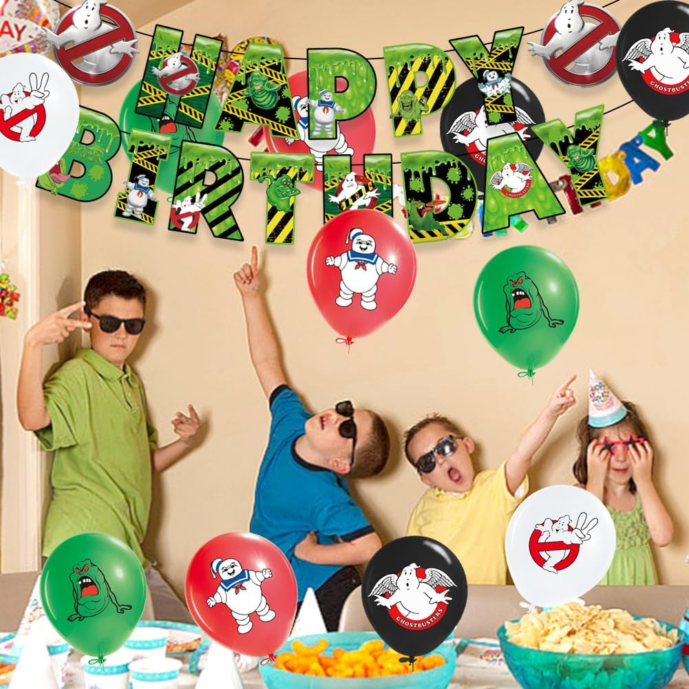 34PCS Ghost Party Balloons Decorations Set,Ghost Birthday Party Supplies,King Banner,Kids Animals Party Decorations Ghost Theme Cake Toppers for Baby Shower, Kids Birthday Party image number 3