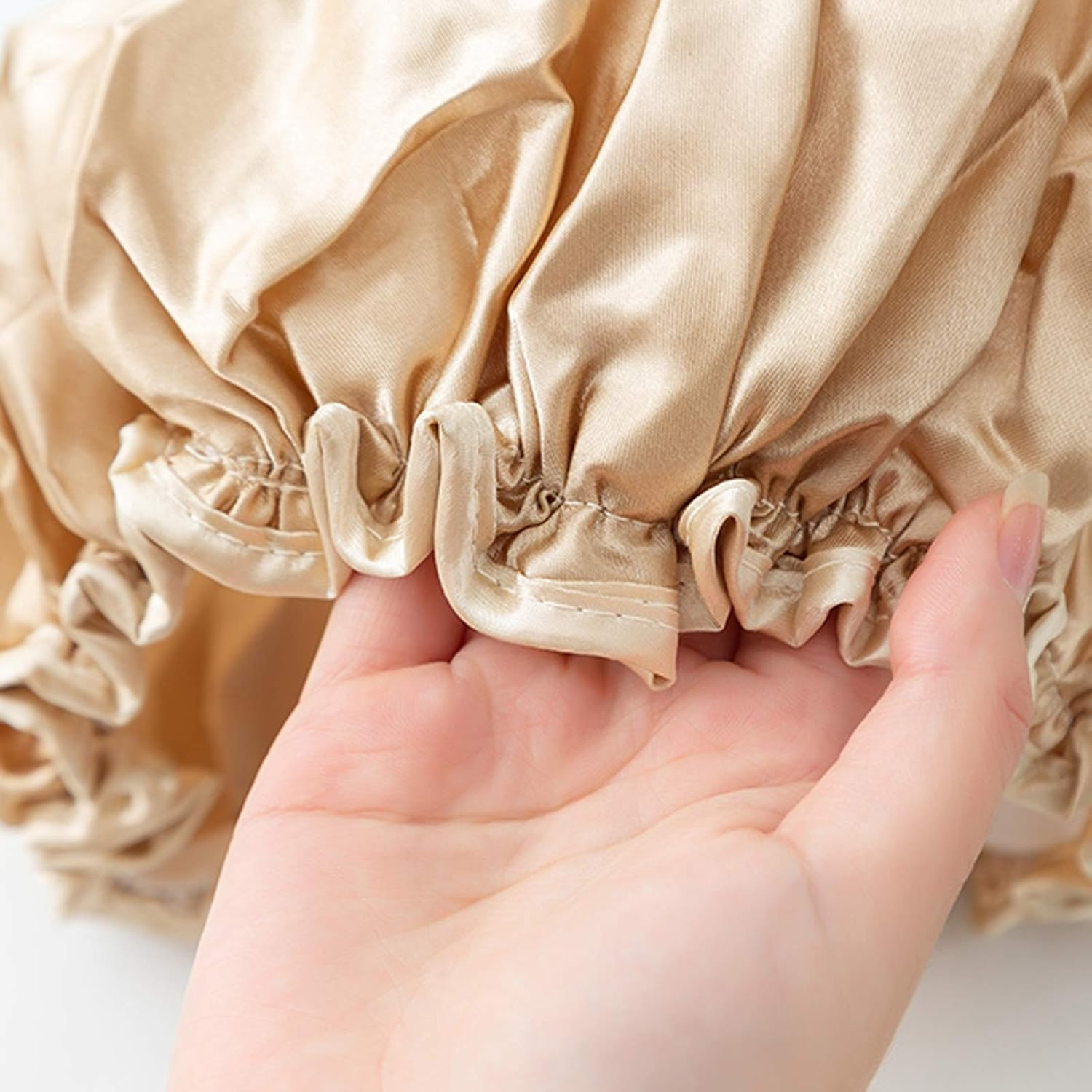 Useful Double-Layer Shower Cap Waterproof West in the Women'S Thickened Children'S Shower Head Cover Kitchen to Prevent Lampblack and Send Foam Ball (2 Pcs) Suitable for Ladies, Children and Girls, Tr image number 3