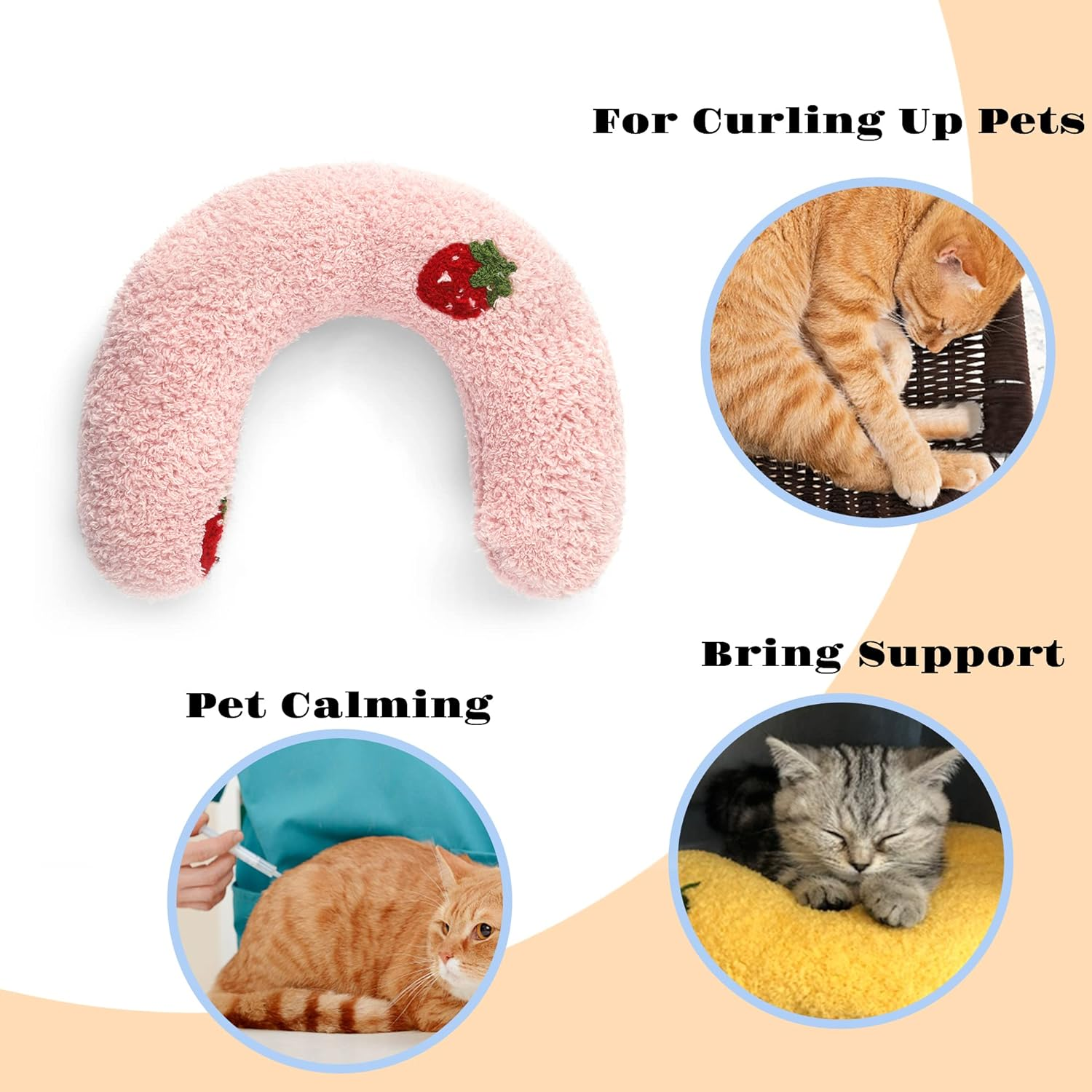 Cat Pillows for Indoor Cat and Small Dog, Calming Dog Pillows, Half Donut Dog Cutated Calming Pillow, Cozy Cat Bed Pillow Cute Rabbit Pillows (Pink)