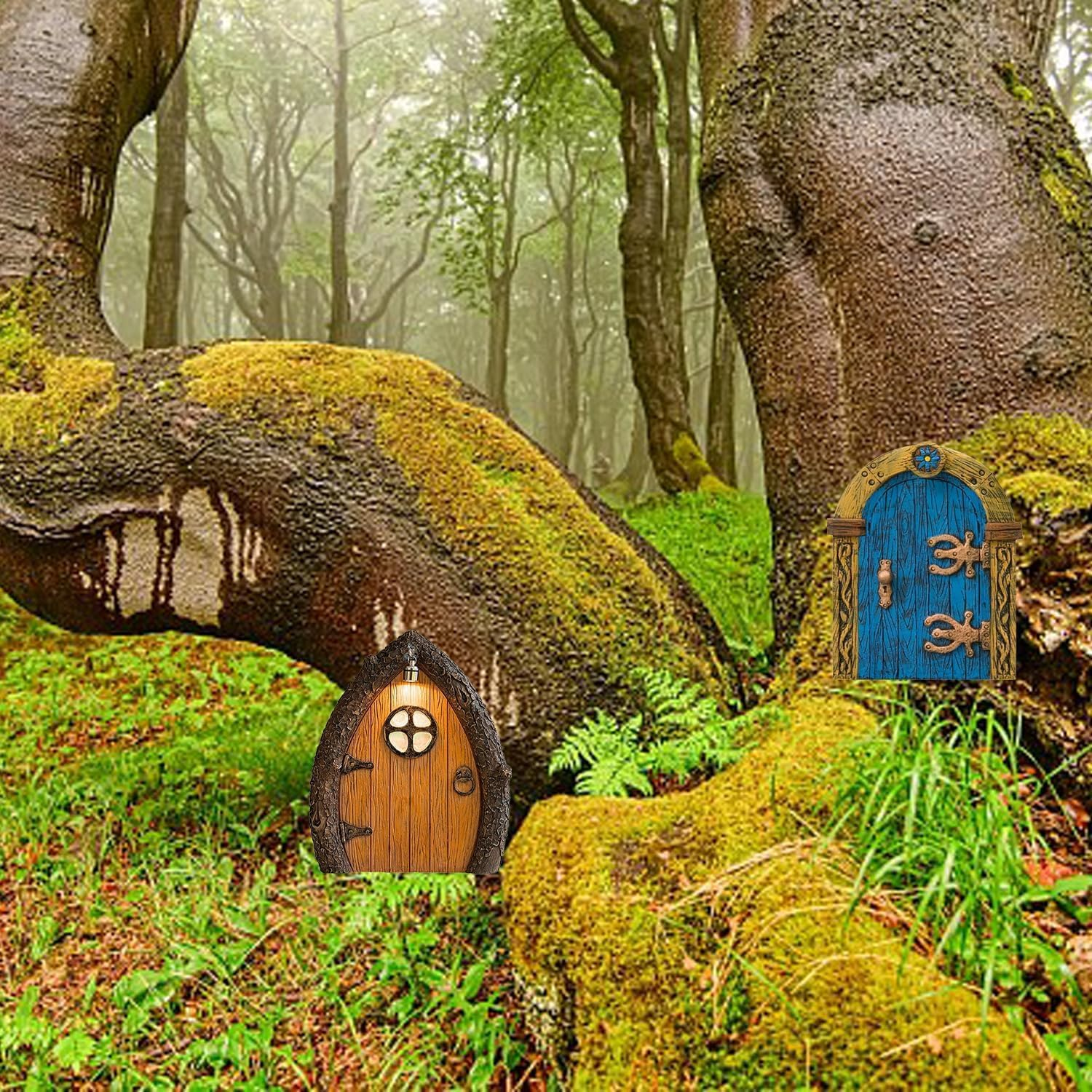 Wooden Fairy Garden Door Ornaments, 6 Pieces Fairy Garden Ornaments Outdoor Decor Wooden Fairy Door,Miniature Door Fairy Garden Ornaments Wood Gnome Door,Mini Fairy Garden Door