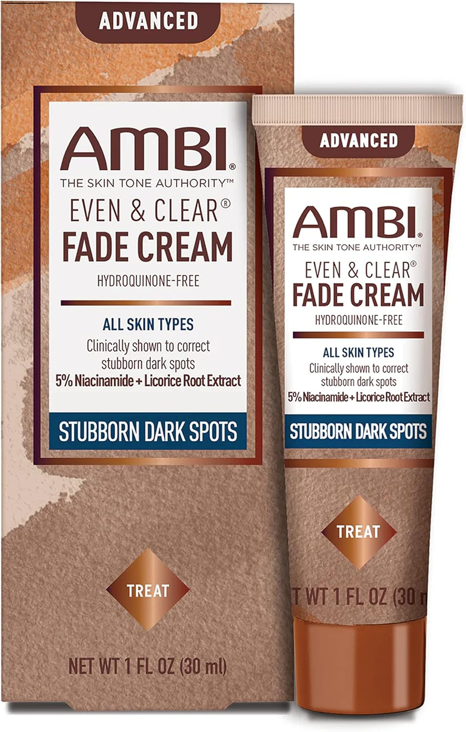 Ambi Even & Clear Advanced Fade Cream, Hydroquinone-Free, Hyperpigmentation Treatment, Stubborn Dark Spot Corrector, Results in as Little as 2-3 Weeks, Niacinamide, Licorice Root Extract, PHA, 1 Fl Oz image number 4
