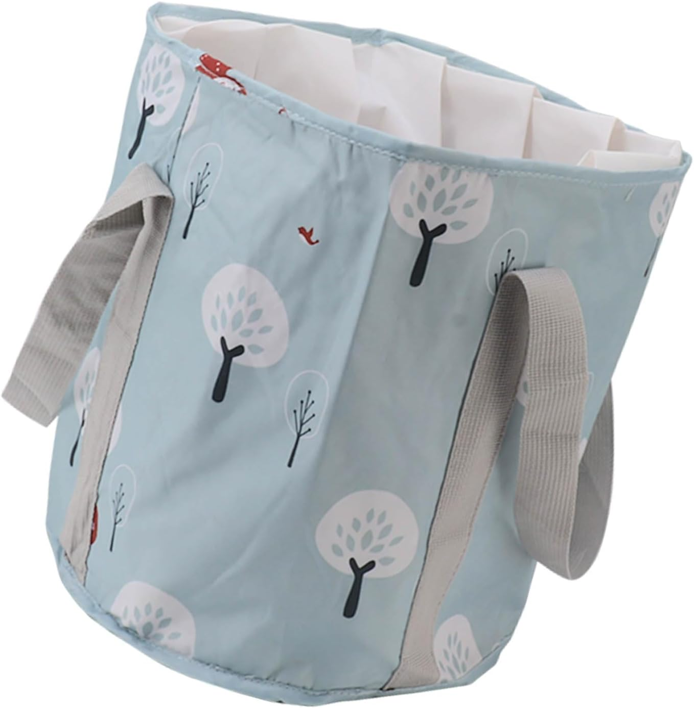 Collapsible Water Bucket, Lightweight Large Capacity Portable Foot Bath Bucket Ergonomic Handle for Travel (Blue Small Tree)