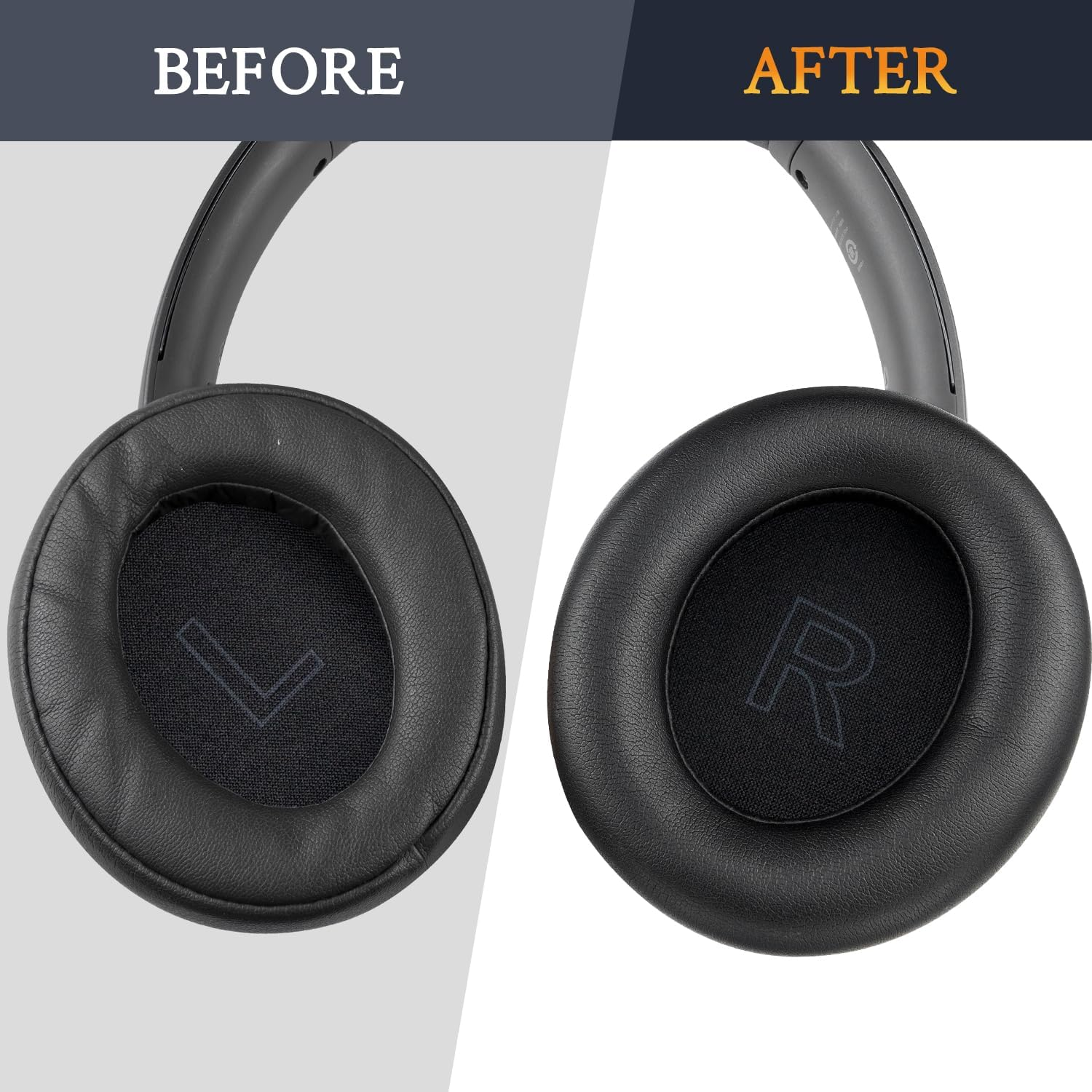 SOULWIT Earpads Replacement for Anker Soundcore Life Q30/Q35 Headphones, Ear Pads Cushions with Softer Protein Leather, Noise Isolation Foam - Black - Blue image number 5