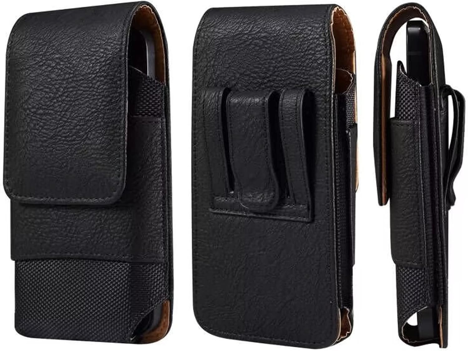 QBYVQQN Mobile Phone Belt Clip Holster Men'S Leather, 6.5 Inch Small Universal Leather Smartphone Holder with Belt Loop Carry Bag, Card Slot Purse Wallet