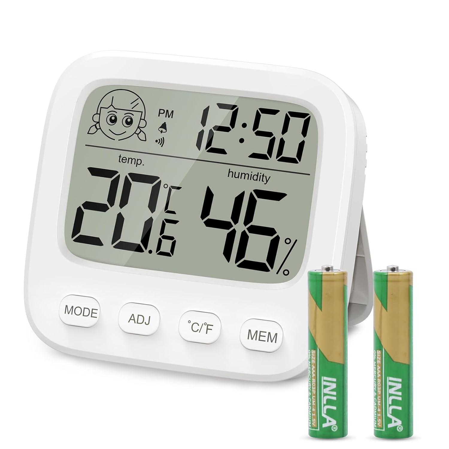 AMIR Digital Hygrometer Thermometer Indoor, Room Thermometer and Humidity Gauge with Temperature Humidity Monitor, Clock, ℃/℉ Function, 12/24H, Date, for Home, Garage, Greenhouse image number 3