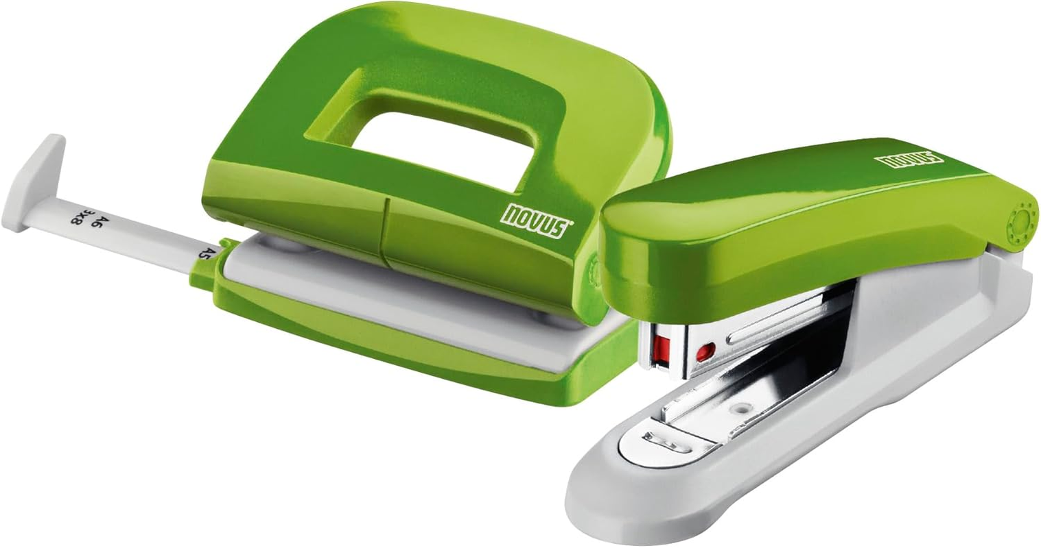 Novus E 15/E 210 Pink Twinset Stapler and Hole Punch with 1,000 Staples