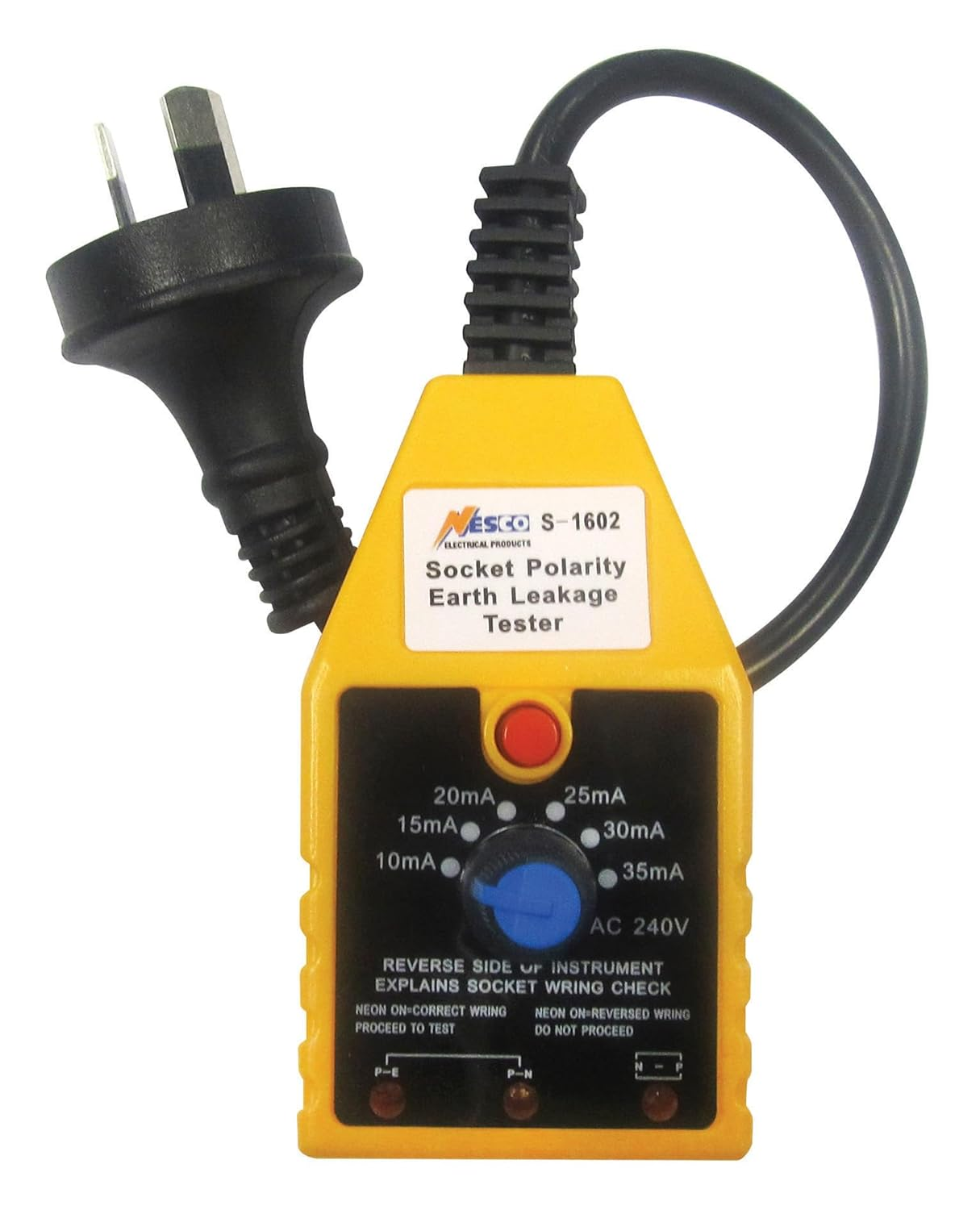 NESCO RCD Polarity Socket Tester S-1602 - Australian Socket Tester