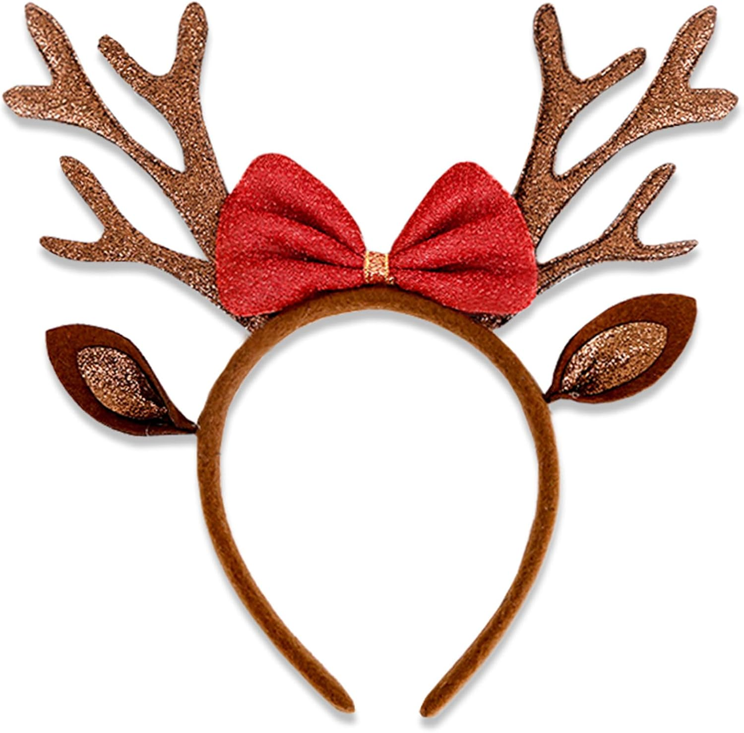 Celblisora Brown Christmas Antlers Headband,Reindeer Ears,Headbands for Women Christmas Holiday Hair Accessories for Women image number 4