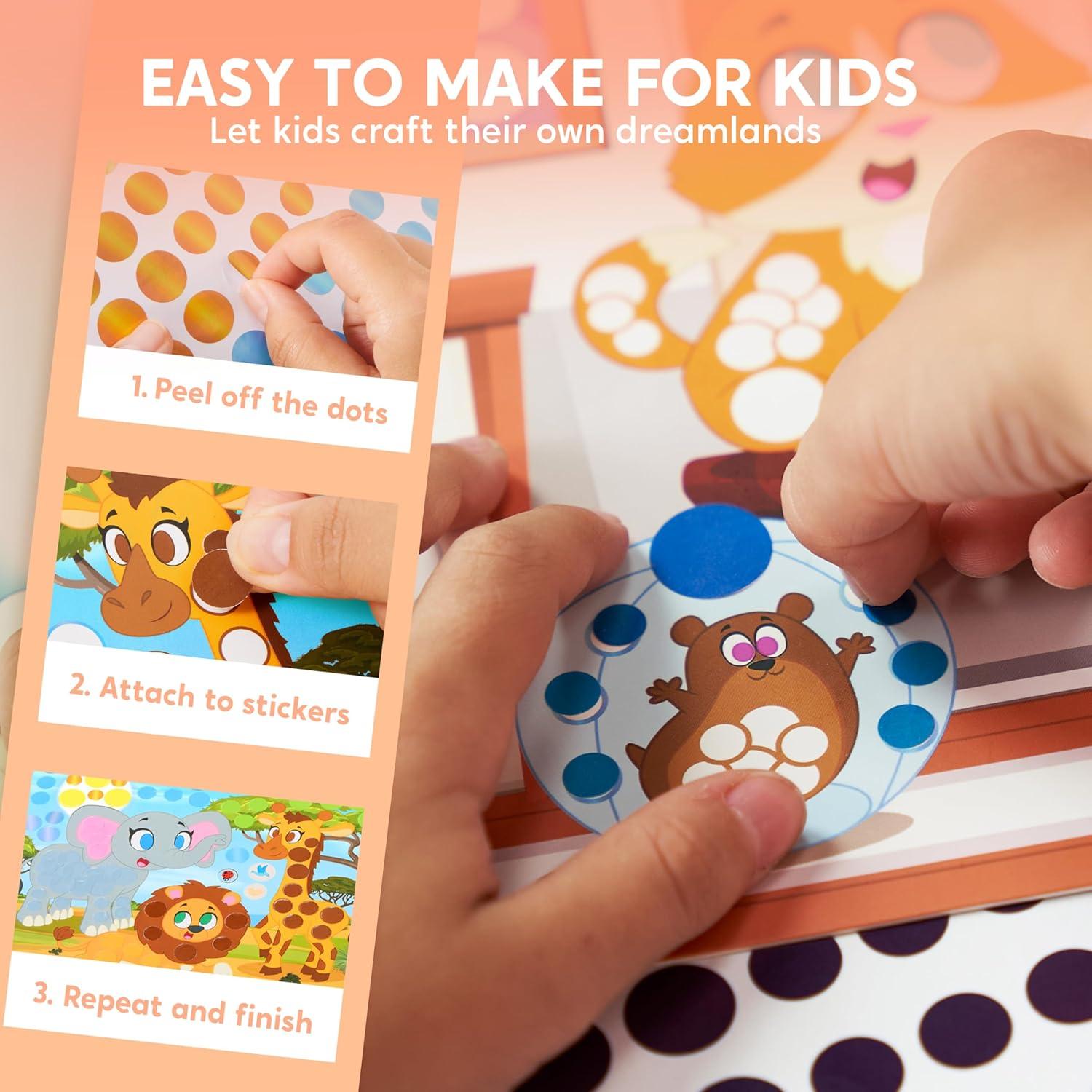 Klever Kits Dot Art Activity, Dot It Animals, Sticker Craft Set for Children, DIY Craft Set for Crafts Kit, Birthday Gifts for Children from 3+ Years, Airplane Travel Toy image number 4