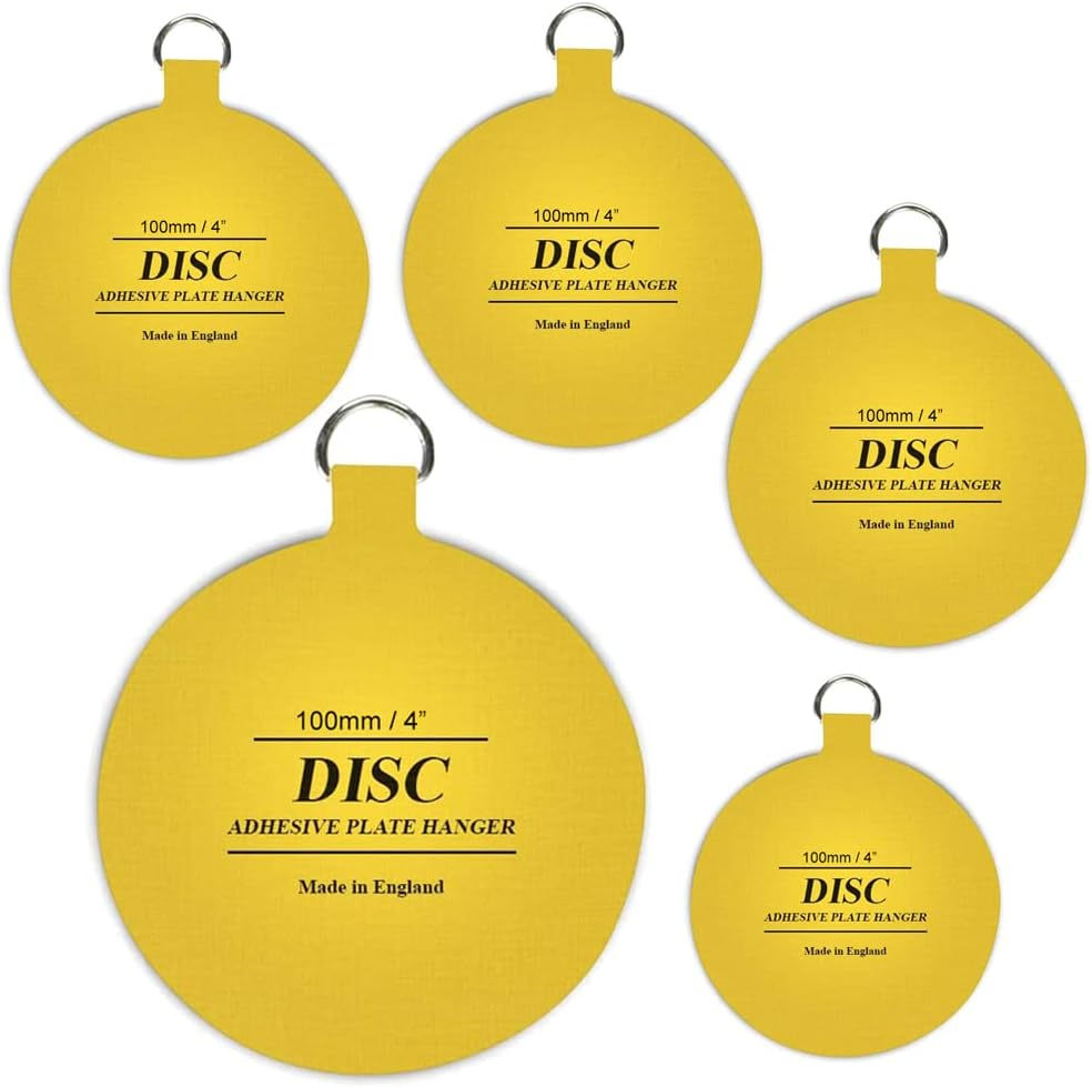 Disc Plate Hanger for Walls- Strong Invisible Plate Holder of Size 100Mm -Pack of 5 Self Adhesive Stick on Hooks for Picture Plate Hanging Wall Plate Holder Decoration Plate Hanging Disk.