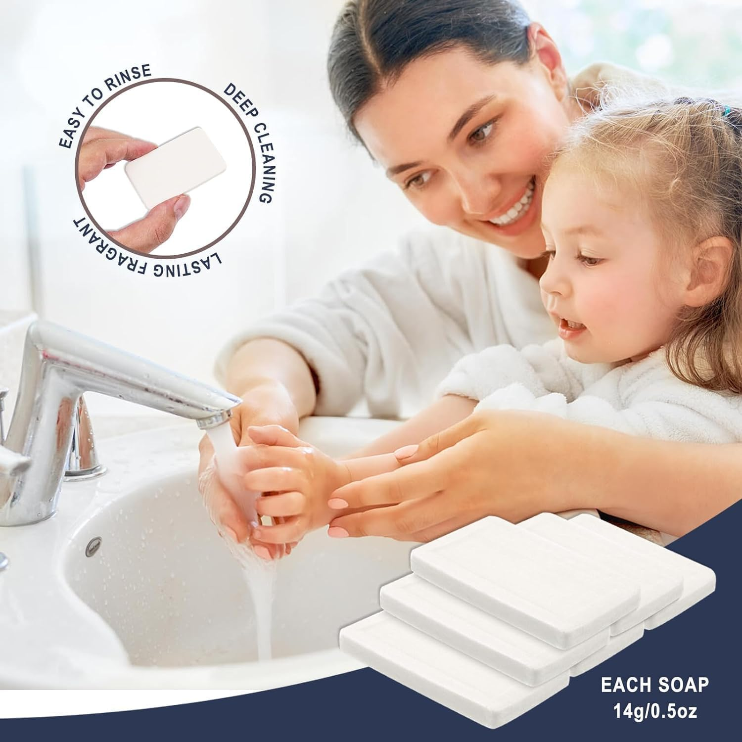 Slequipo Bulk Bar Soap, 100 Pack Mini Soap Bars Bulk Individually Wrapped, 0.5 Oz Travel Soap Small Hotel Soaps Travel Size Toiletries for Hotel Bathroom image number 6