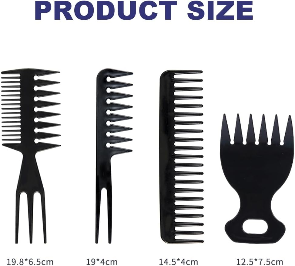 Wide Tooth Comb Kit, Professional Haircomb, Styling Comb Men, Ideal for Hair Styling Hair Comb, Detangling Comb and Teasing Comb for Men Hairdressers [4 Pieces] image number 5
