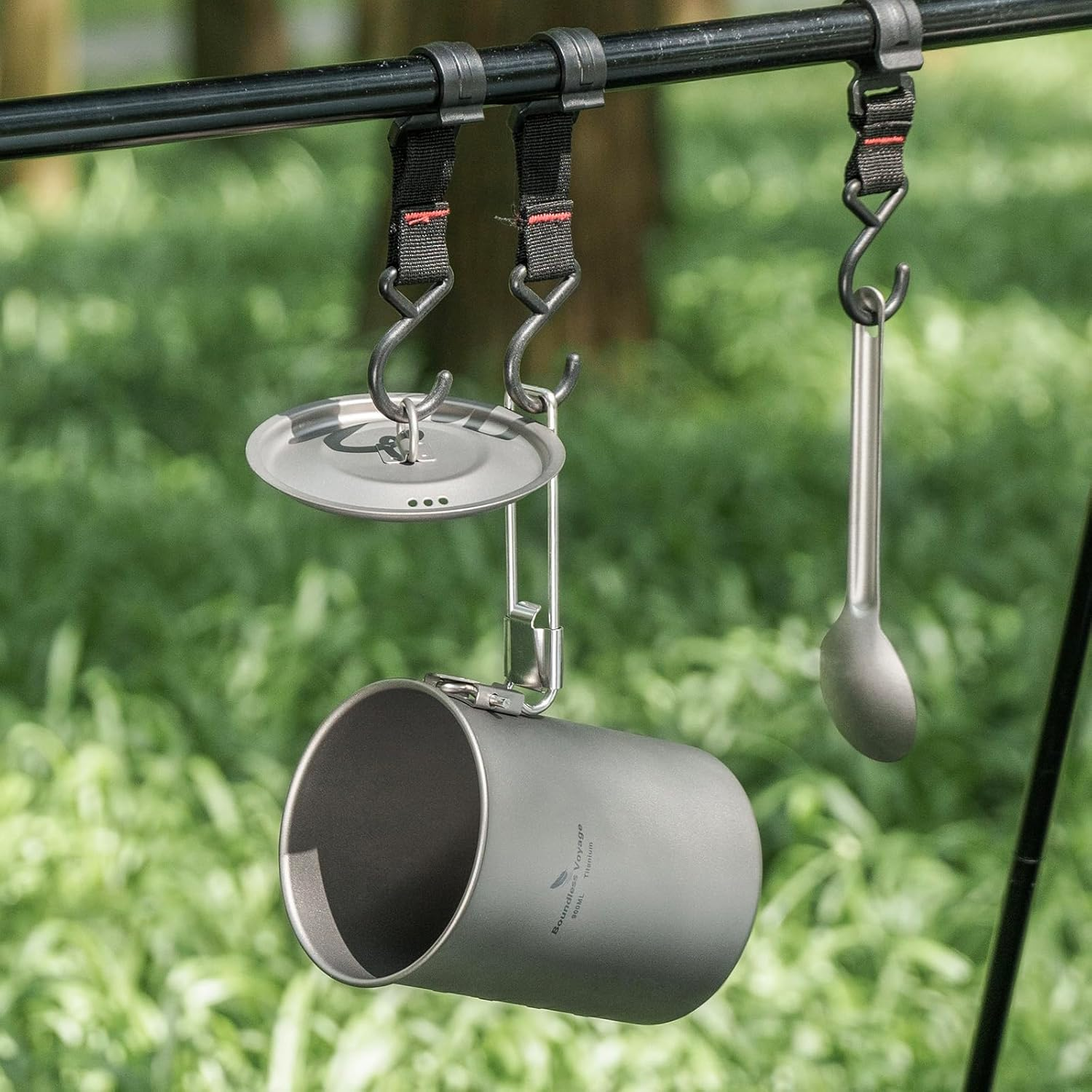 Boundless Voyage Camping Titanium Pot 900 Ml Outdoor Bowl Cupwith Lid Folding Handle Hiking Picnic Water Rice Food Cookware 2040C image number 1