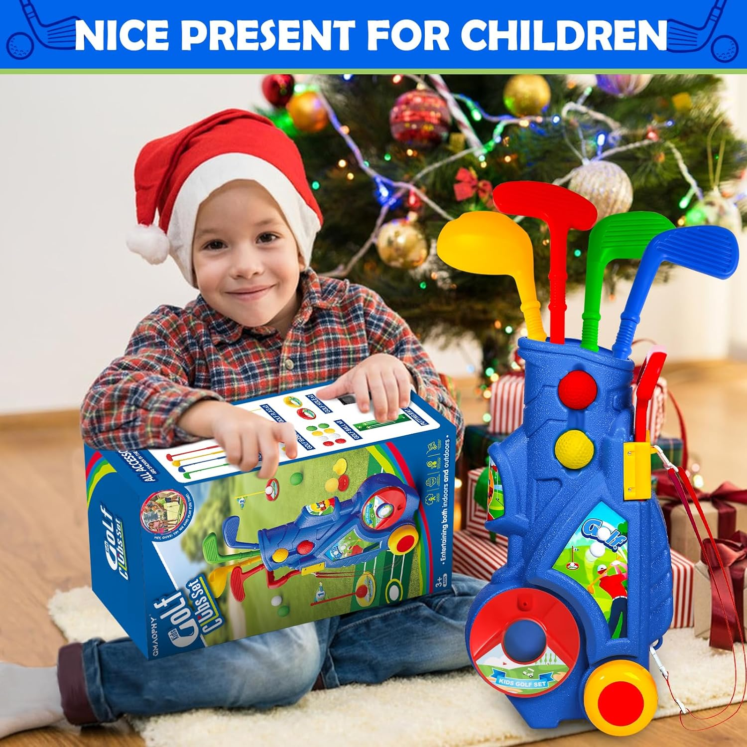 GMAOPHY Toddler Golf Set - Kids Golf Clubs with 6 Balls, 4 Golf Sticks, 2 Practice Holes and a Putting Mat - Promotes Physical & Mental Development - Toys for 2 3 4 5 Year Old Boys image number 3