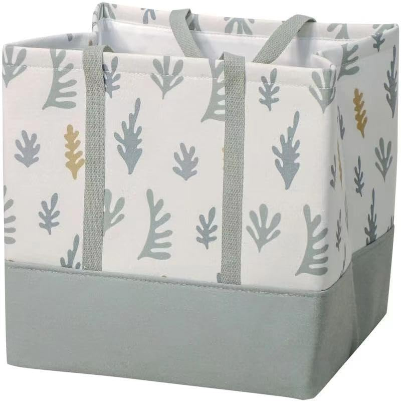 T&T Homewares, Storage Bin, Laundry Basket, Canvas Fabric Collapsible Organizer Basket for Laundry Hamper, Size:( L X W X H) 30 X 30 X 30 (Green Leaves)