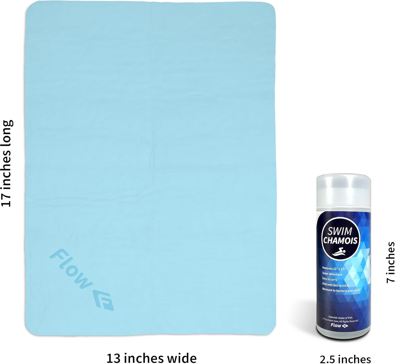 Flow Swim Chamois - Quick Dry Towel for Swimming, Diving, Triathlons, and Other Water Sports (Aquamarine) - Purple image number 2