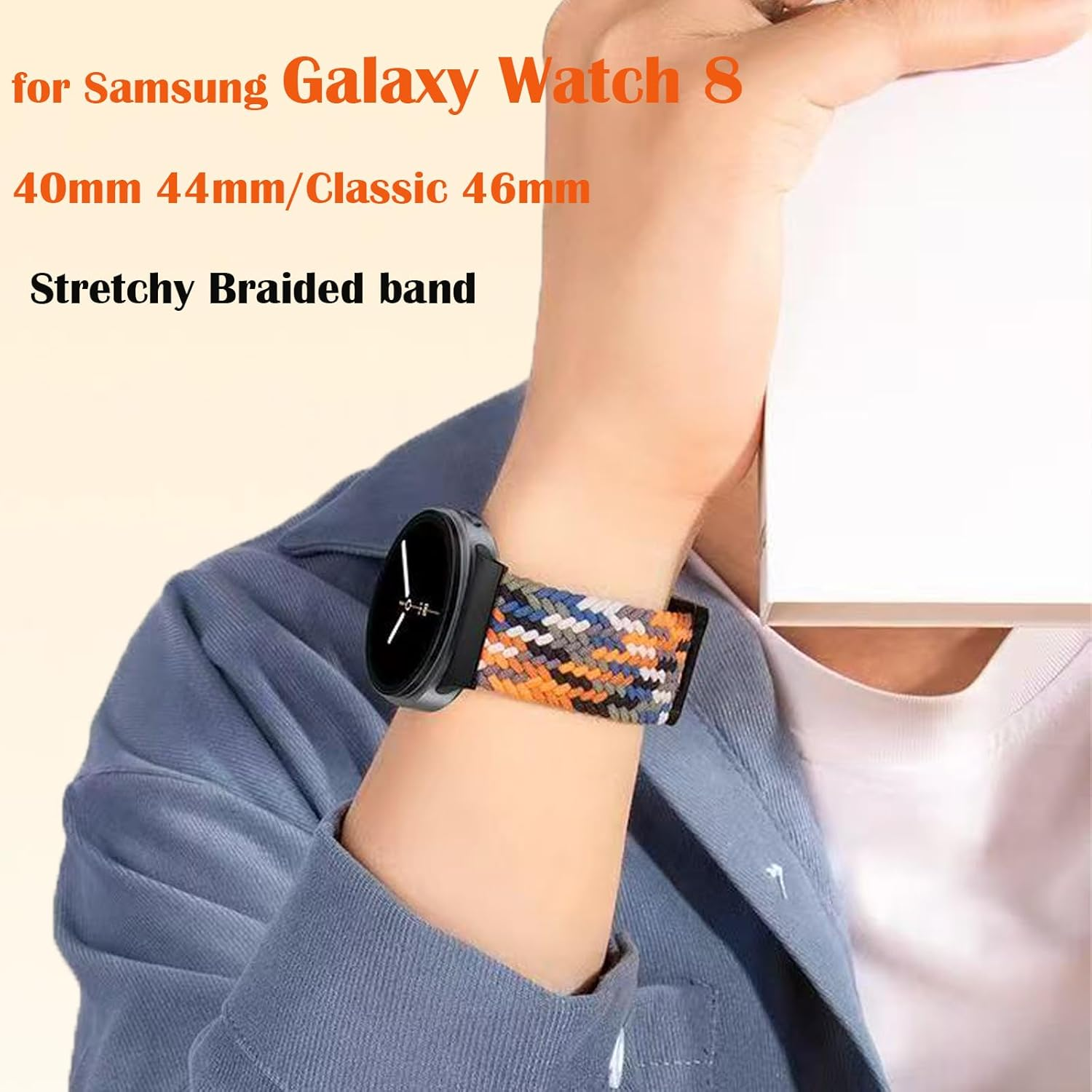 Sport Solo Loop Compatible with Samsung Galaxy Watch 8 40Mm 44Mm/Classic 46Mm Women Men,Magnetic Strap Stretchy Braided Wristband for Galaxy Watch 8/Classic Bands