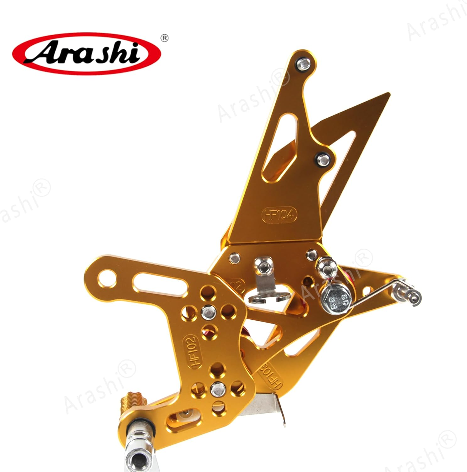 Arashi Version 2.0 Adjustable Rearsets for Yamaha YZF R1 2009-2014, Gold image number 2