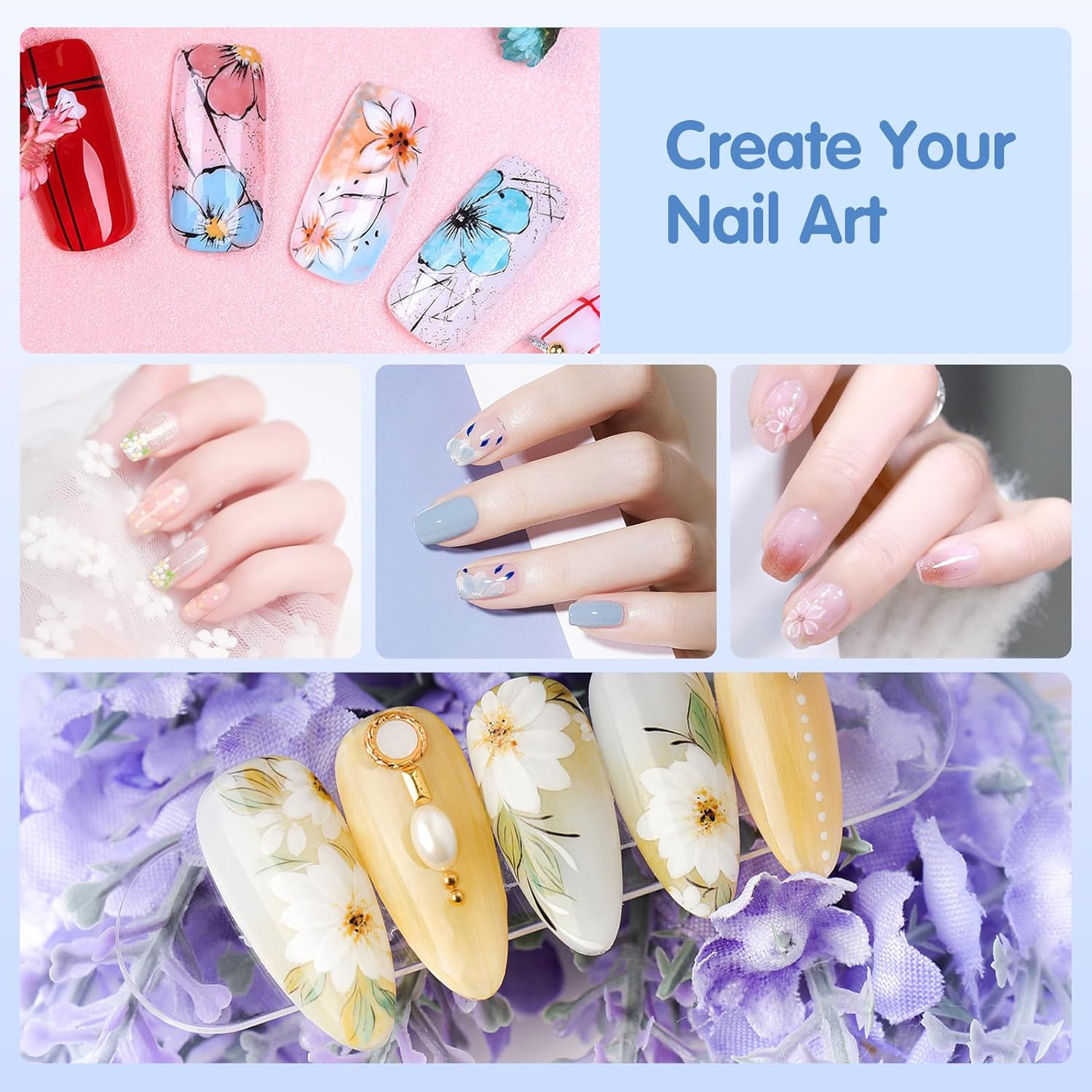 French Nail Stamper, Nail Stamper Kit - 2Pcs Nail Art Stamper, Nail Scraper, 2Pcs Nail Stamping Plate, 4Pcs Replaceable Silicone Jelly Heads for Gel Manicure Home Salon Nail Art DIY image number 3