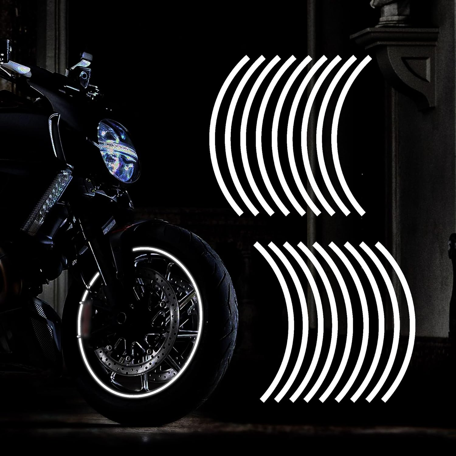 TOMALL 17" Reflective Wheel Rim Tape Sticker for Motorcycle Wheels Car Cycling Bike Bicycle Night Reflective Safety Decoration Stripe Universal (White) image number 4