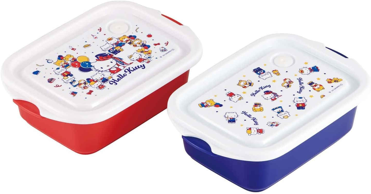 Skater FCN2WAG-A Sealing Container, 16.9 Fl Oz (500 Ml), 2P, Antibacterial Storage Container, Sanrio Hello Kitty, Always, Side Dish Container, Made in Japan