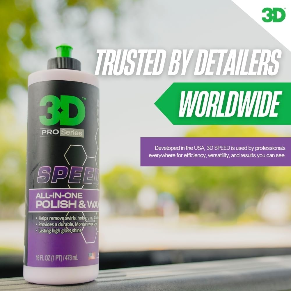 3D Speed All in One Polish/Wax - 16 Oz. | Clear Coat Car Polish and Wax in One | Paint Protection, Swirl Correction | Made in USA | All Natural | No Harmful Chemicals image number 1