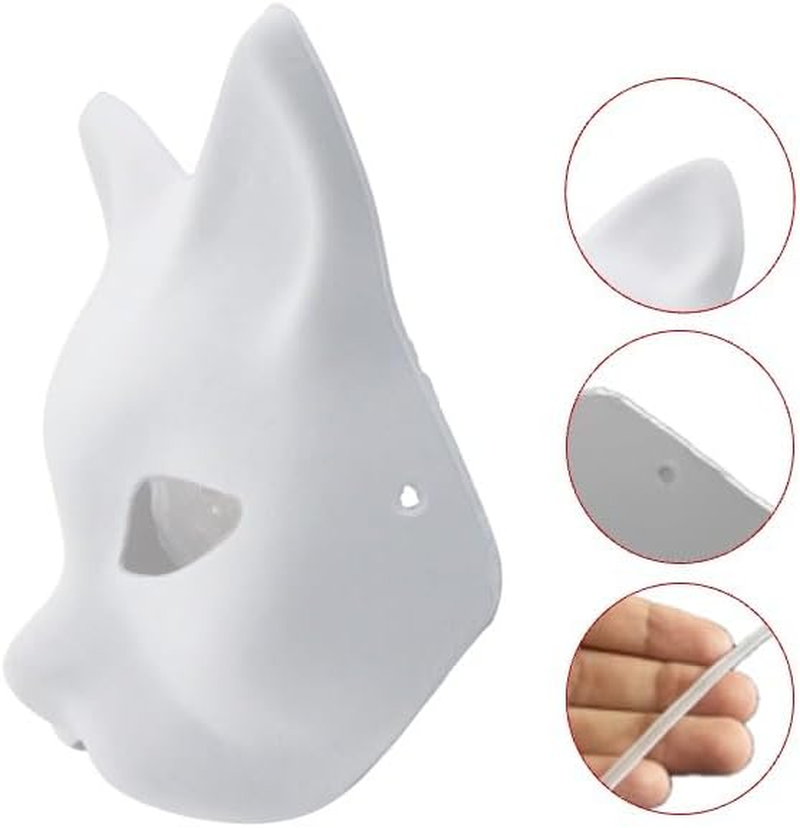 Cat Masks Therian Masks Made of White Paper for DIY Painting image number 3